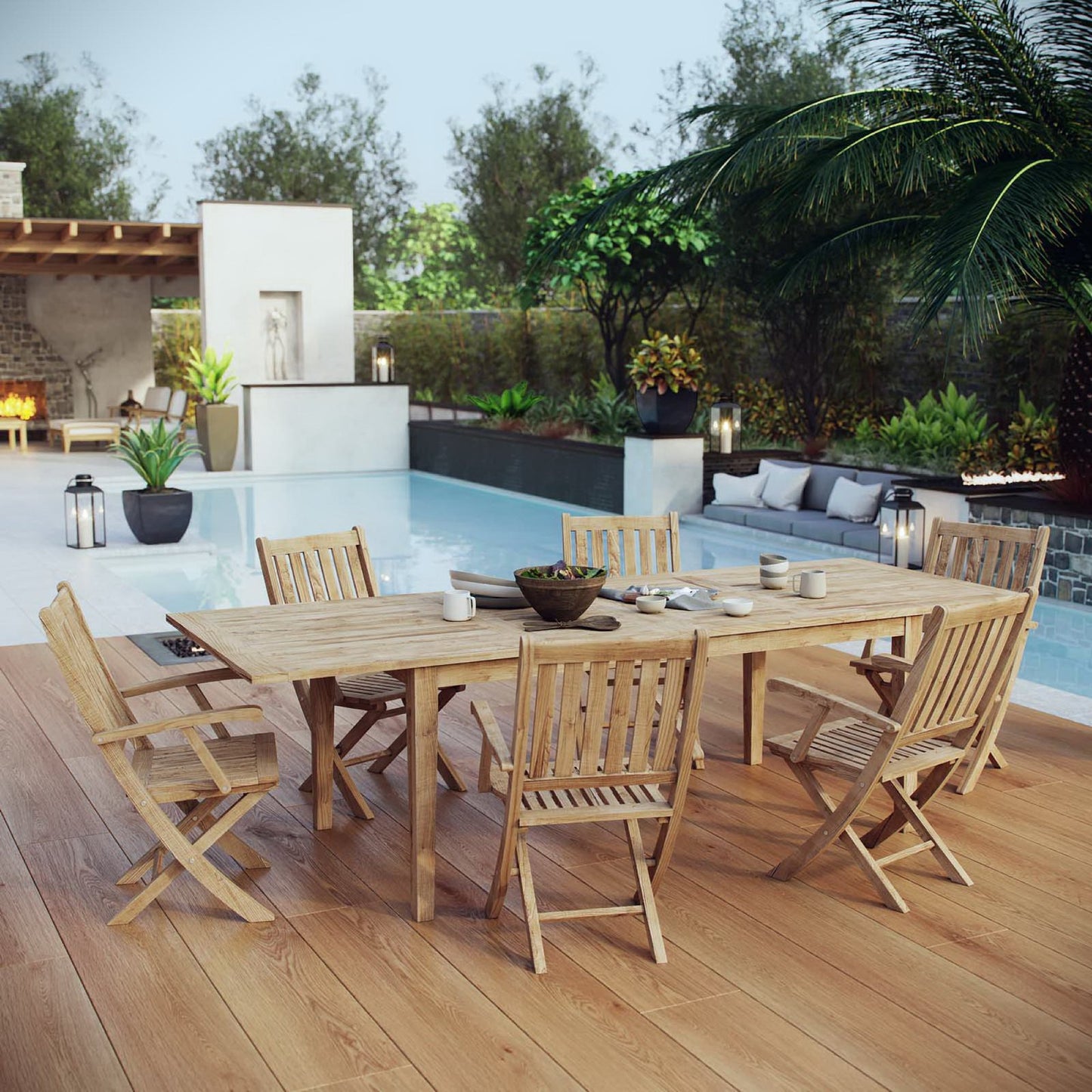 Marina 7 Piece Outdoor Patio Teak Dining Set by Modway EEI-3280