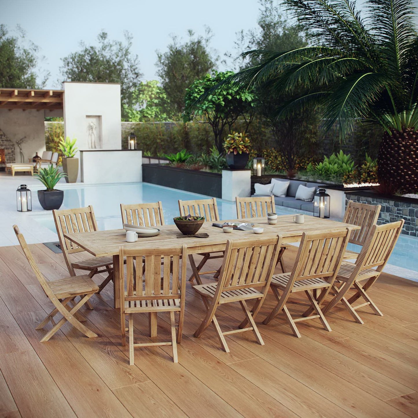 Marina 11 Piece Outdoor Patio Teak Dining Set by Modway EEI-3284