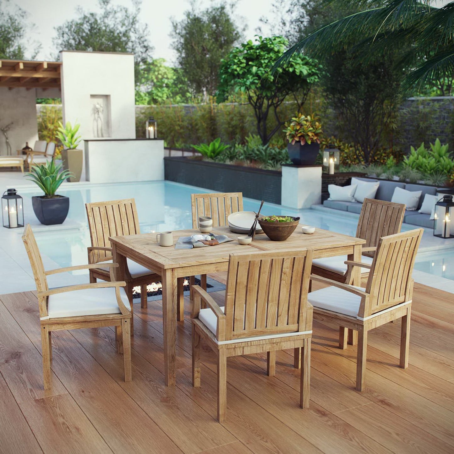 Marina 7 Piece Outdoor Patio Teak Dining Set by Modway EEI-3292