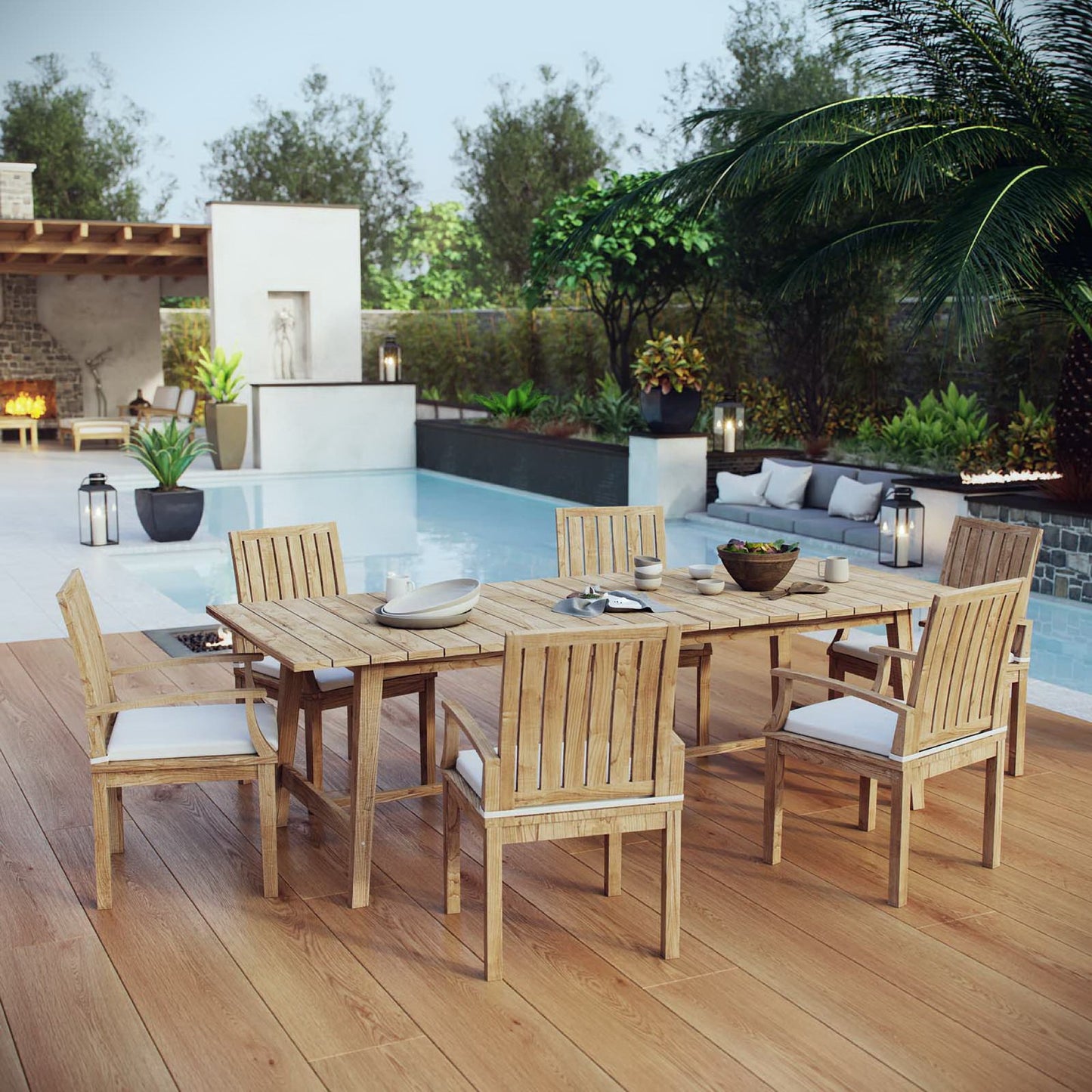Marina 7 Piece Outdoor Patio Teak Dining Set by Modway EEI-3308