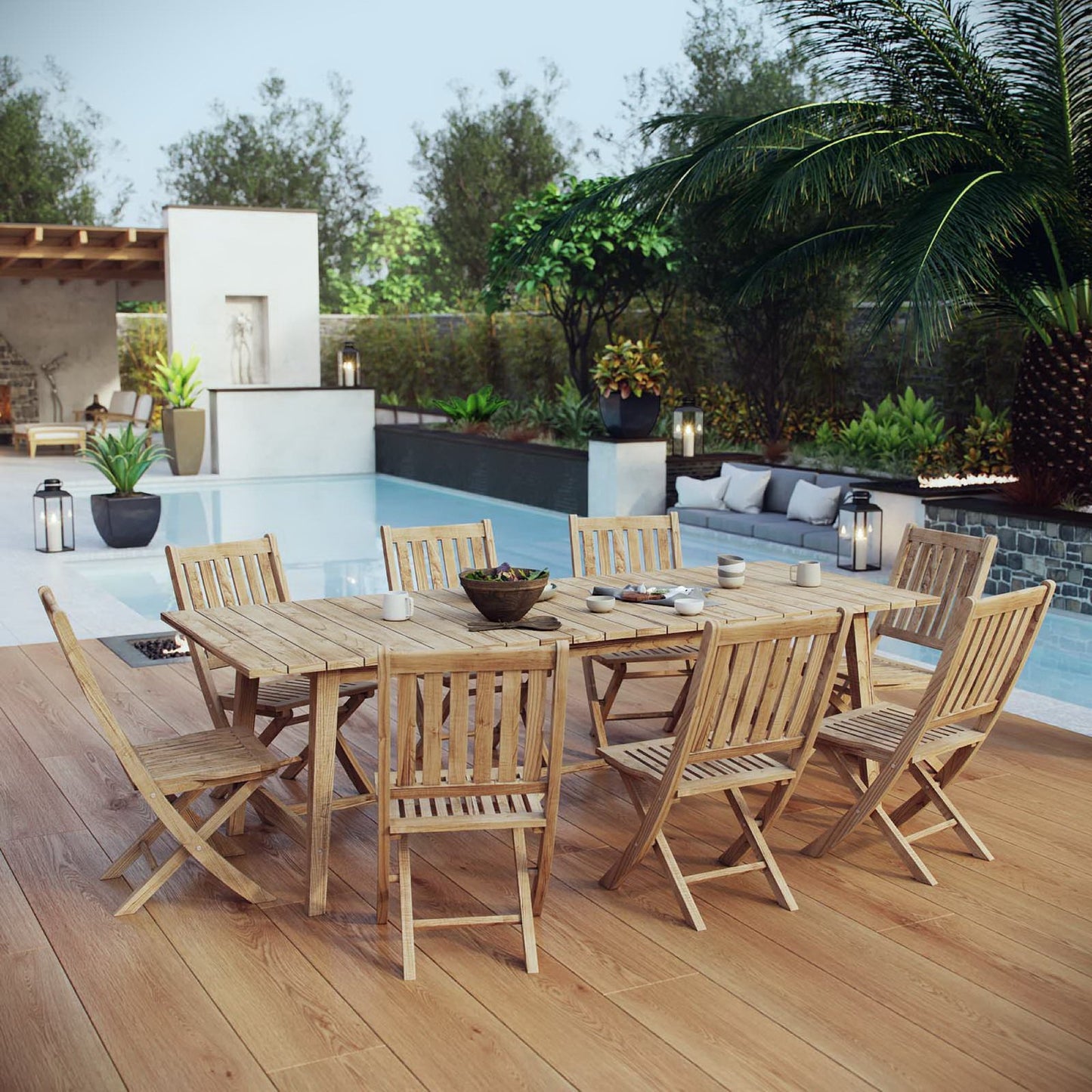 Marina 9 Piece Outdoor Patio Teak Dining Set by Modway EEI-3313