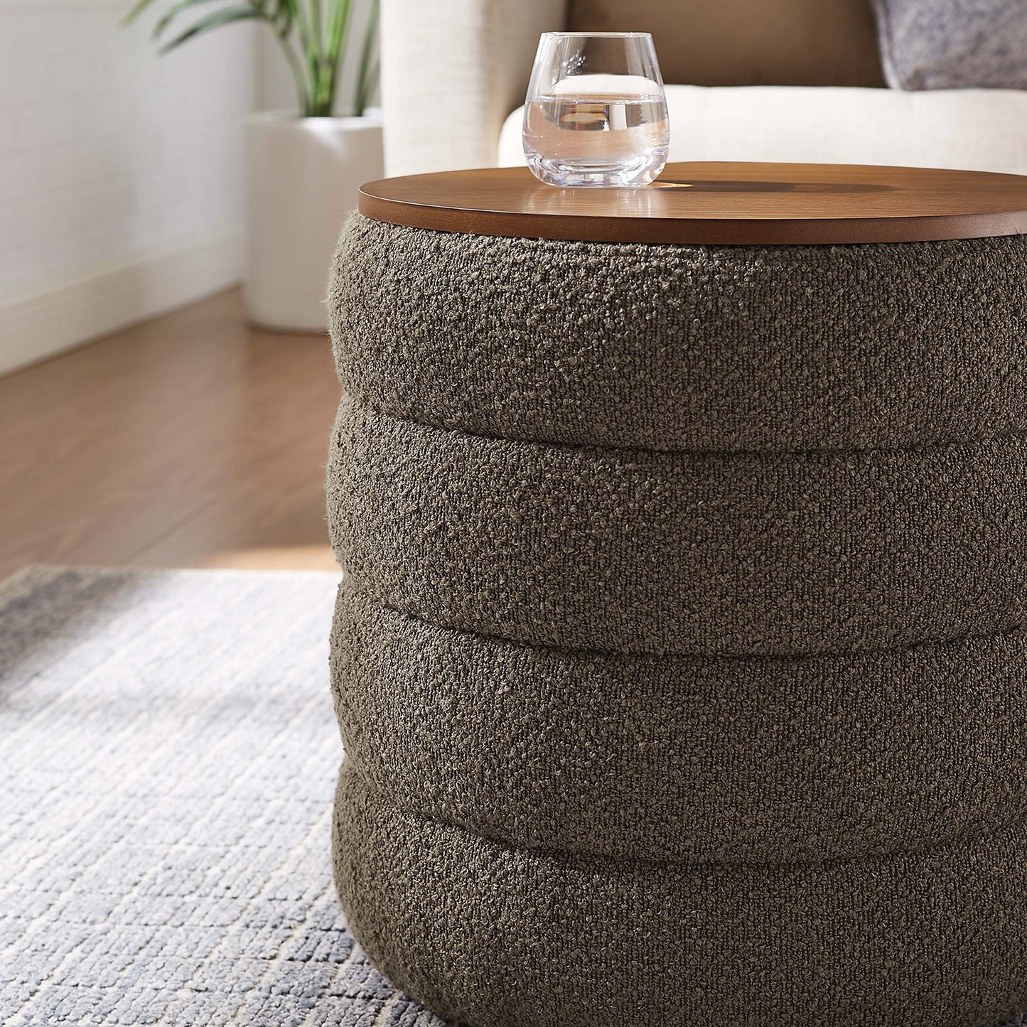 Mezzo Round Boucle Fabric Storage Ottoman by Modway EEI-6685