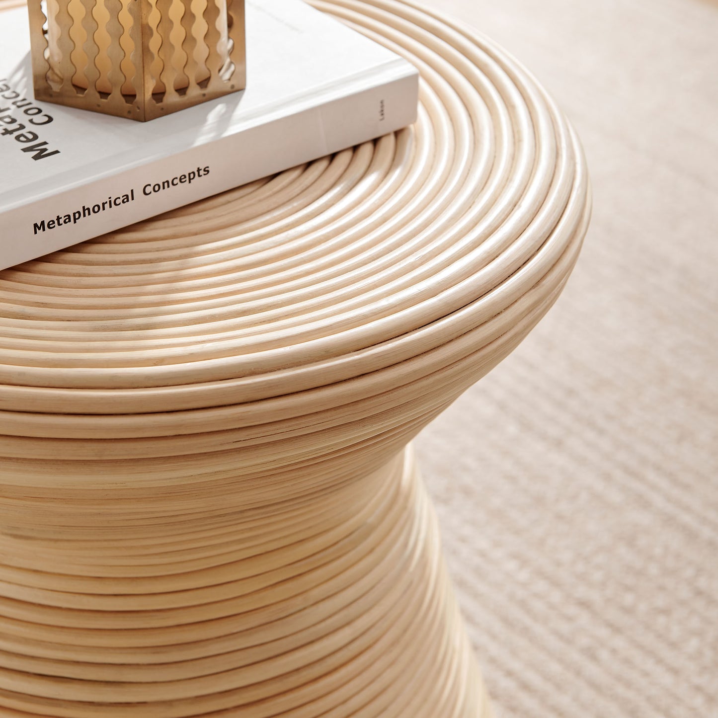 Tavi Hourglass Natural Rattan Round Side Table by Modway EEI-7360