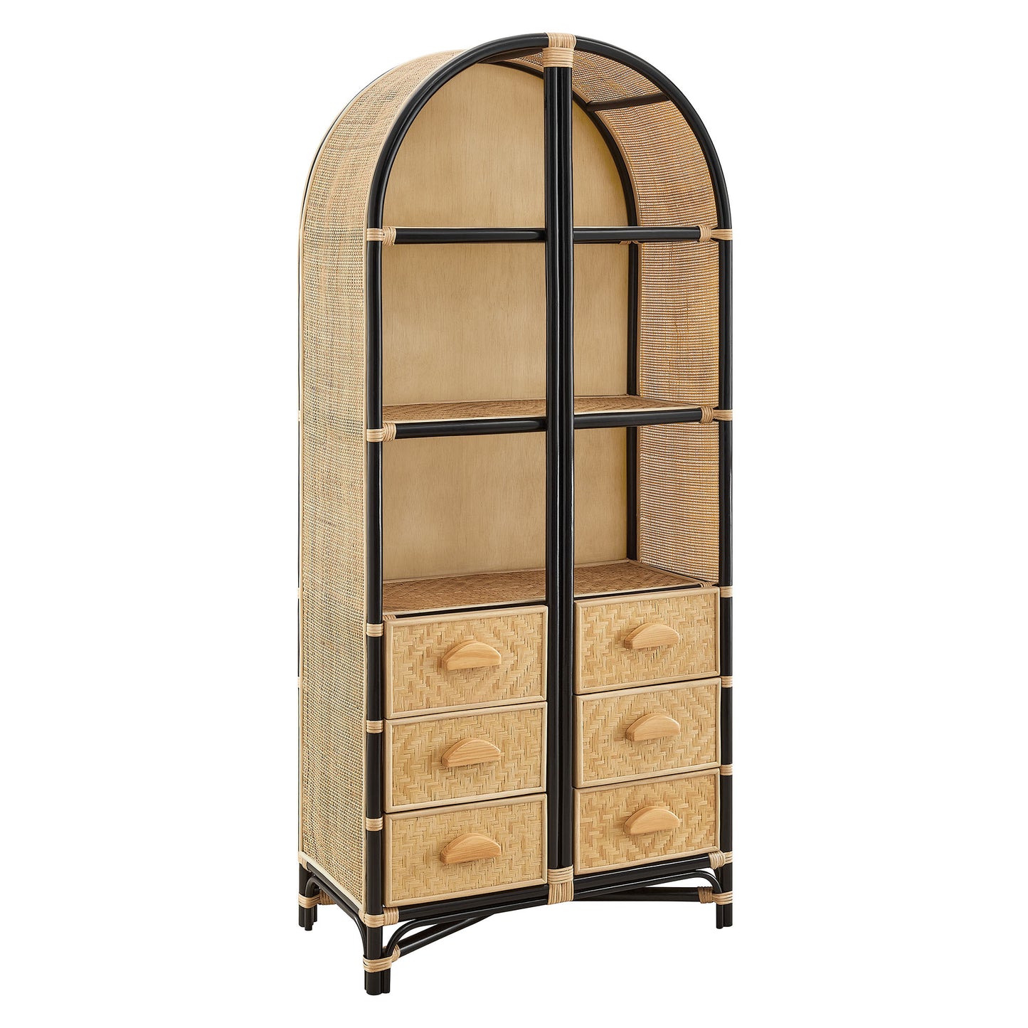 Jane 71 Inch Tall Arched Natural Rattan Bookshelf by Modway EEI-7362