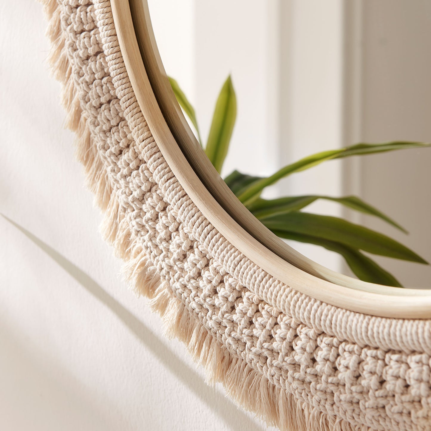 Jade Round Rattan Macrame Wall Mirror by Modway EEI-7367