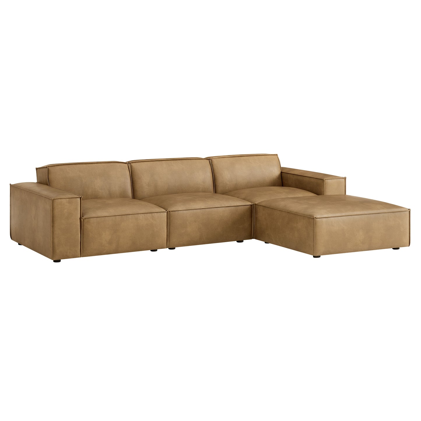 Restore 4-Piece Vegan Leather Modular Sofa Set with Ottoman by Modway EEI-7410