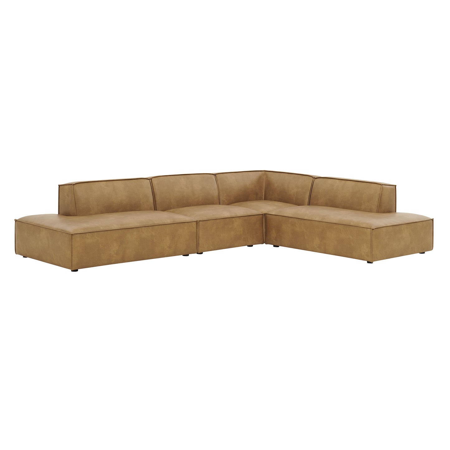 Restore 4-Piece Vegan Leather Modular L-Shaped Armless Sectional Sofa by Modway EEI-7414