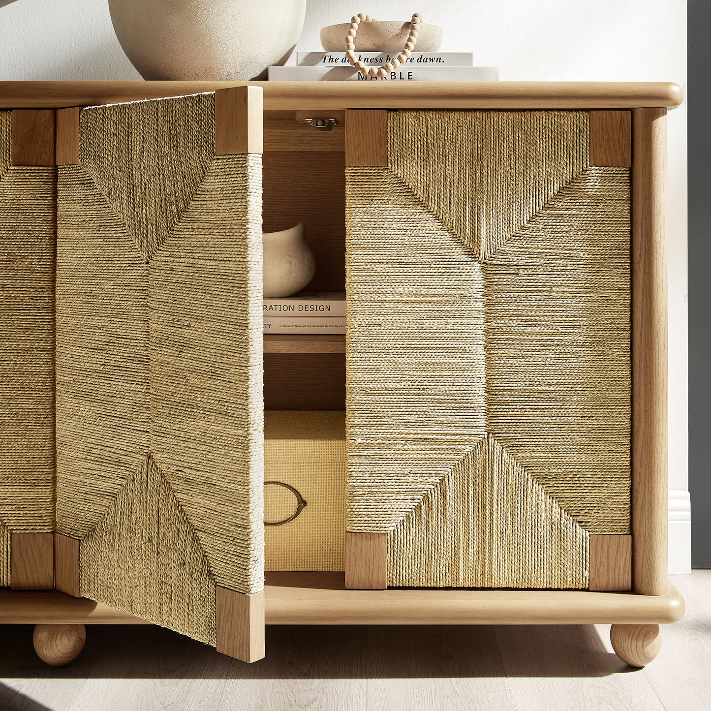 Marola 71 Inch Oak Wood Seagrass Sideboard by Modway EEI-7451