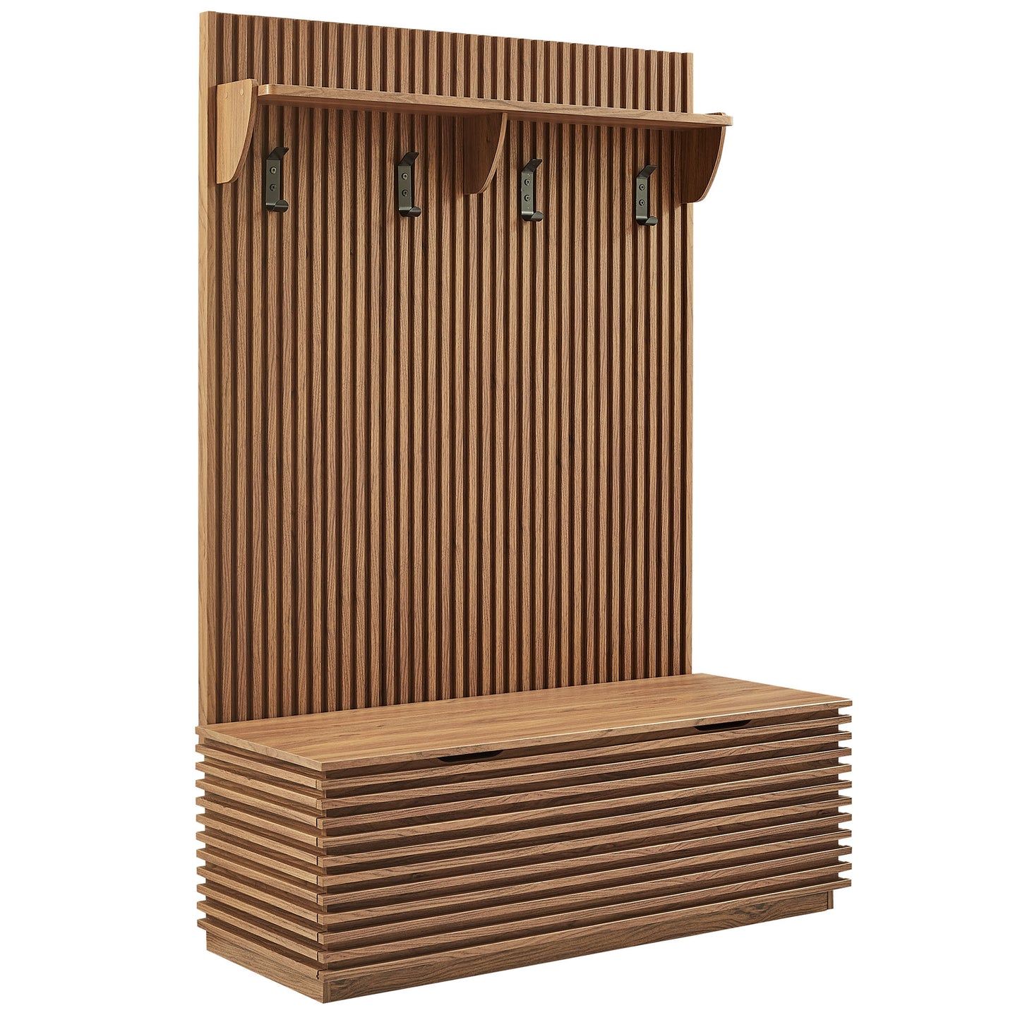 Render Fluted 3-in-1 Hall Tree With Storage Bench and Coat Rack by Modway EEI-7473