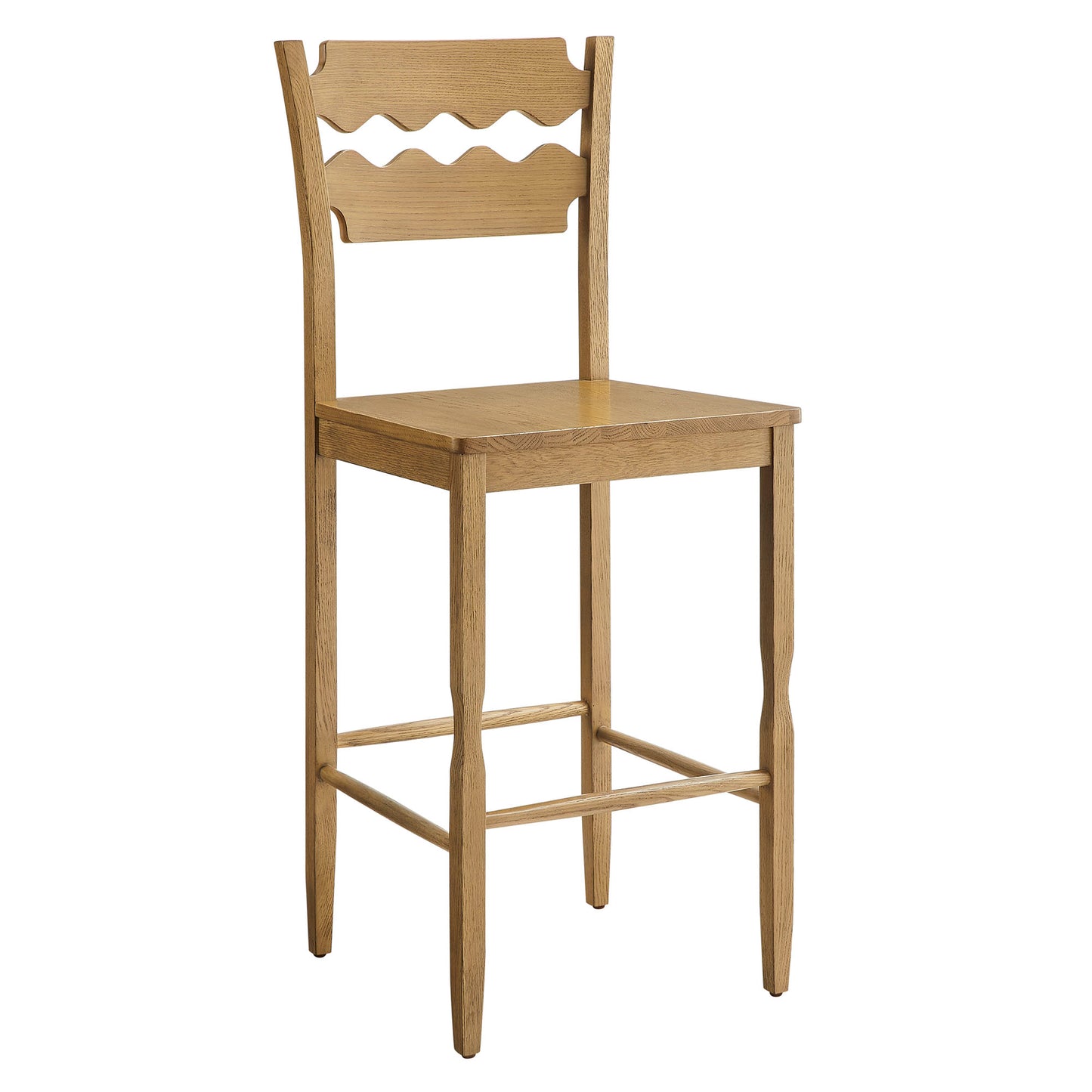 Jax Oak Wood Bar Stool With Wavy Razor Back by Modway EEI-7506