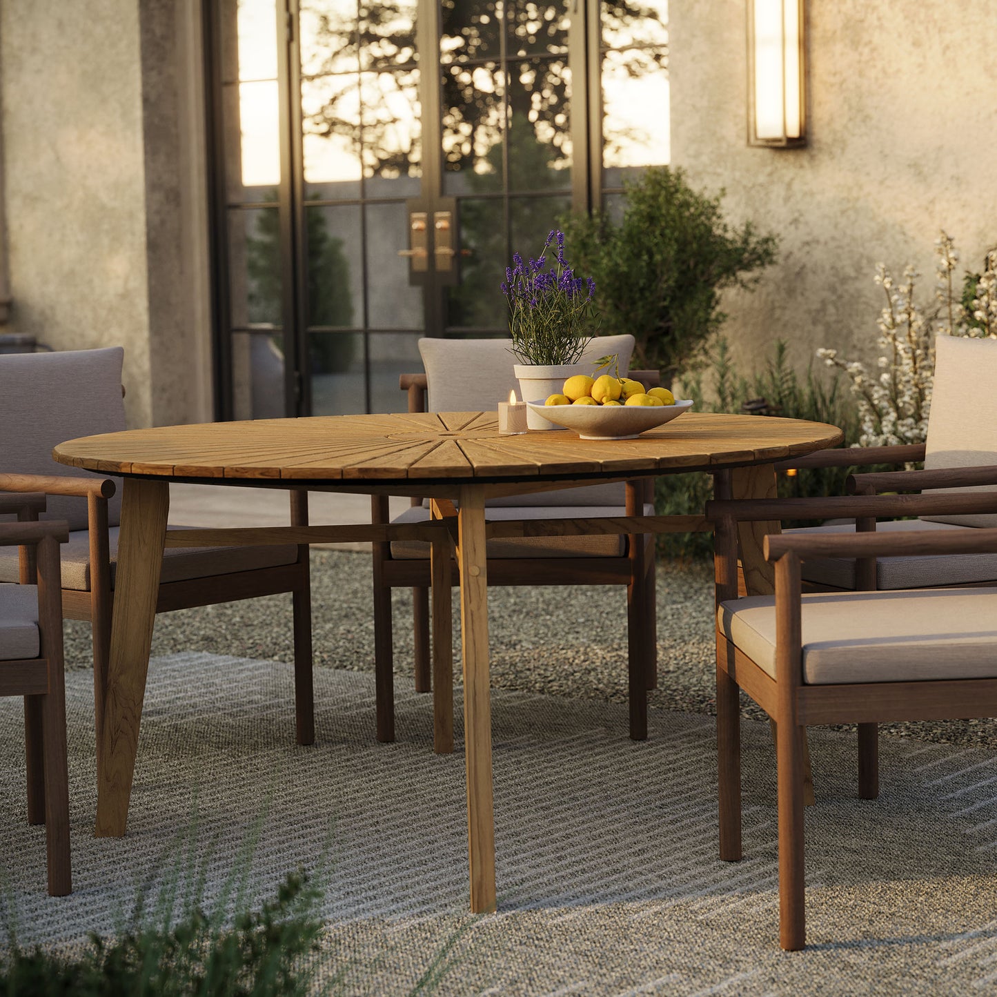 Cielo 59" Sunburst Outdoor Patio Teak Dining Table by Modway EEI-7601