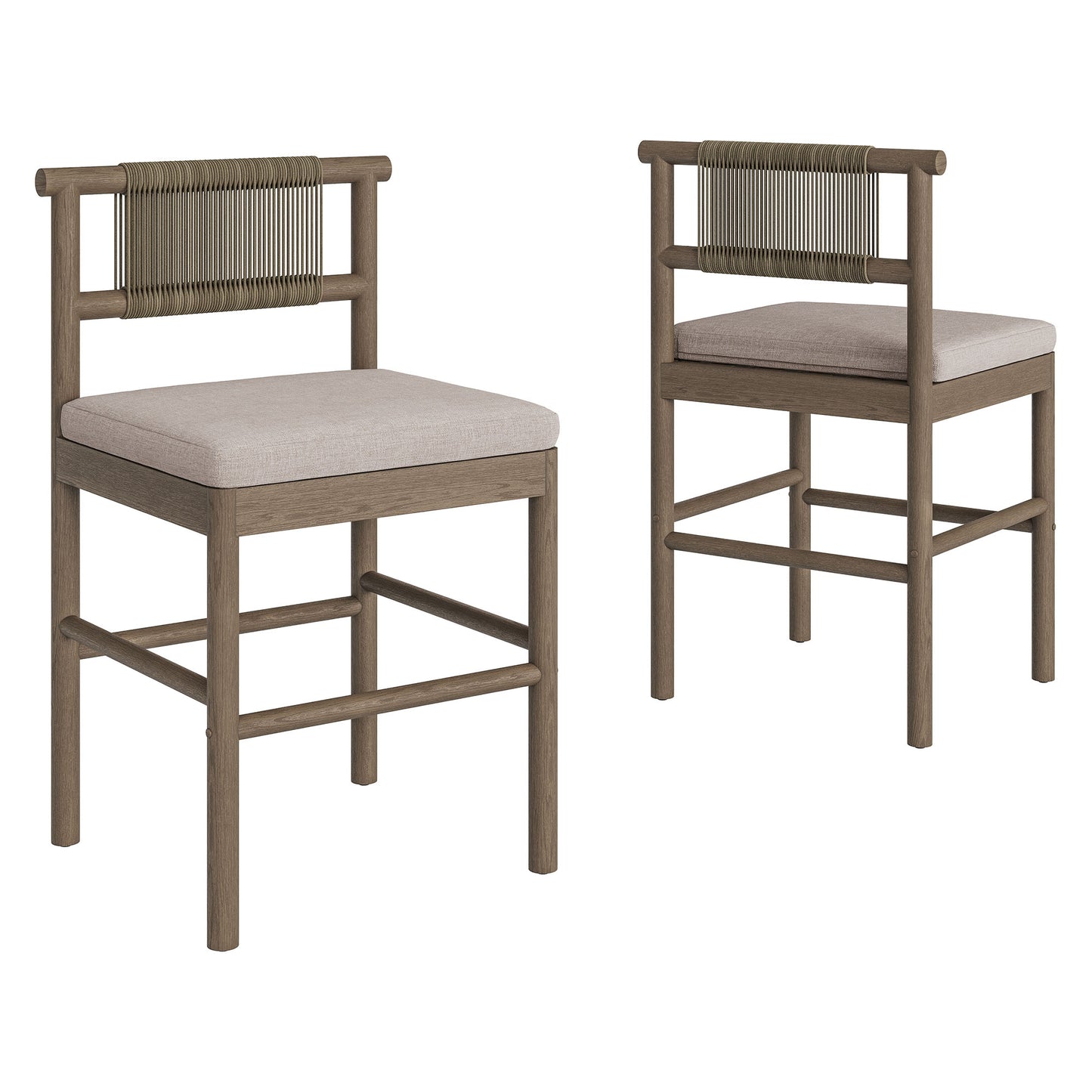 Eleni Outdoor Patio Teak Wood Counter Stools Set of 2 by Modway EEI-7627