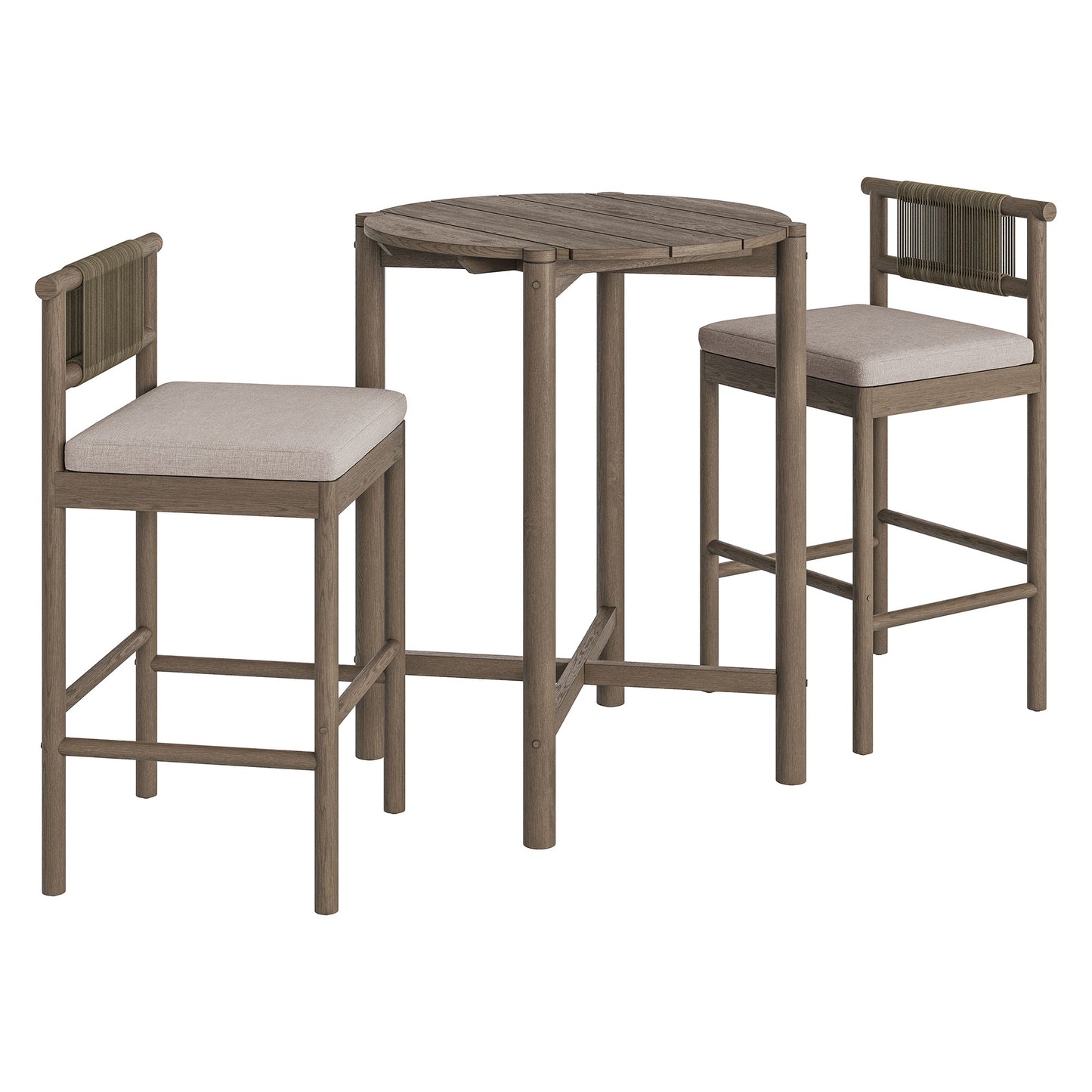 Eleni 3-Piece Outdoor Patio Teak Wood Bar Set by Modway EEI-7630