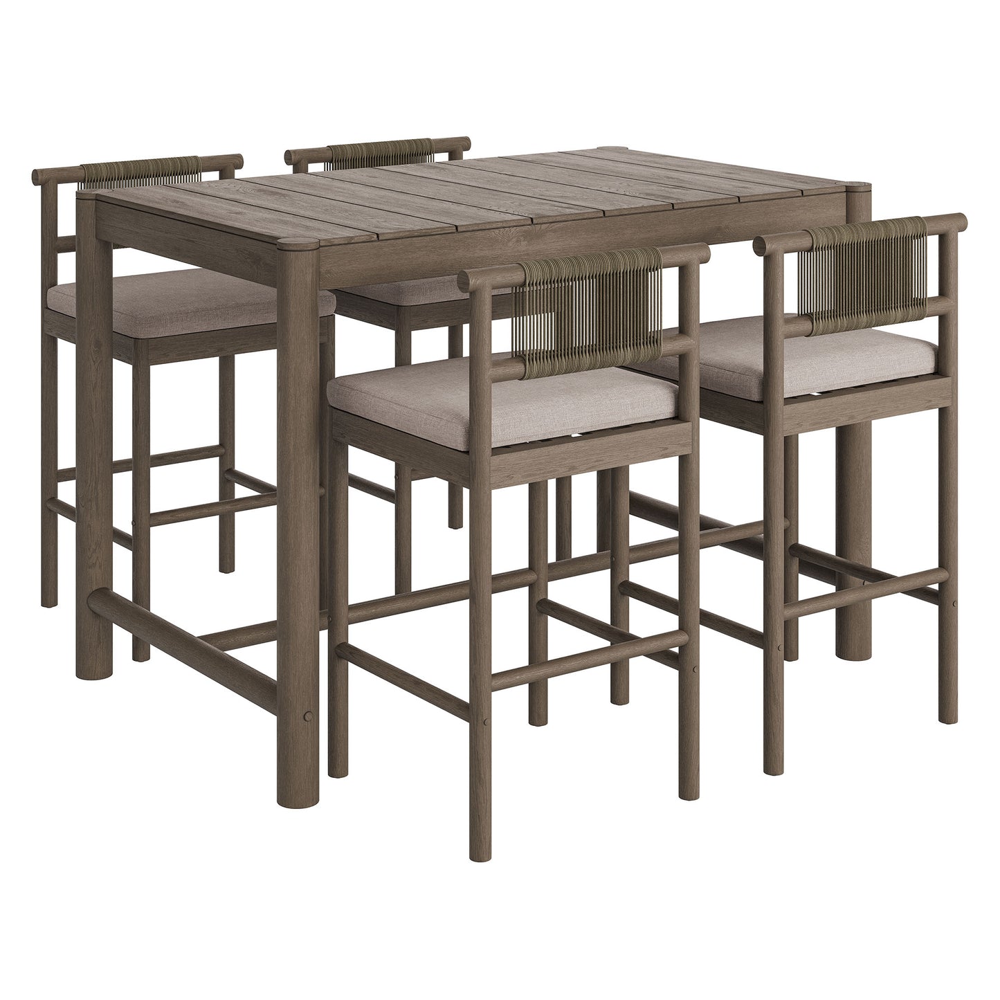 Eleni 5-Piece Outdoor Patio Teak Wood Bar Set by Modway EEI-7631