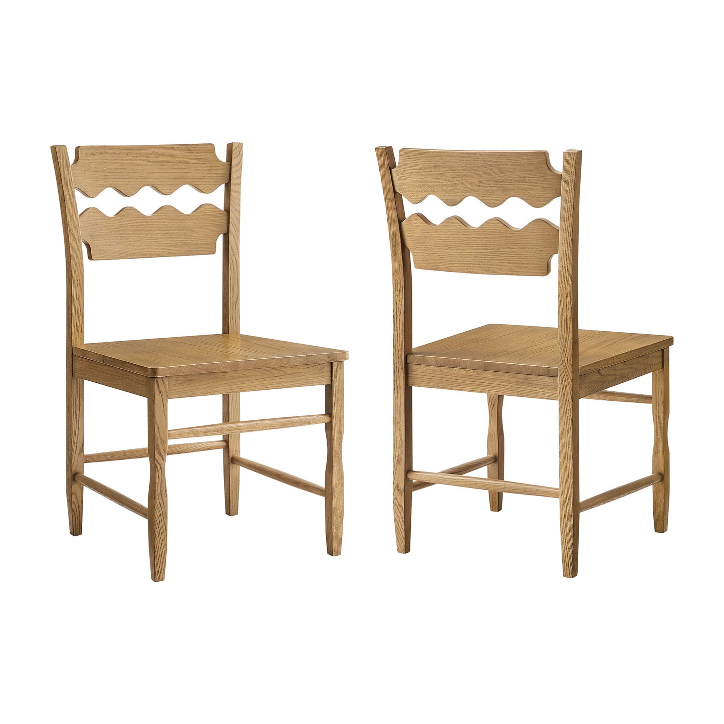 Jax Oak Wood Dining Chair With Wavy Razor Back Set of 2 by Modway EEI-7799