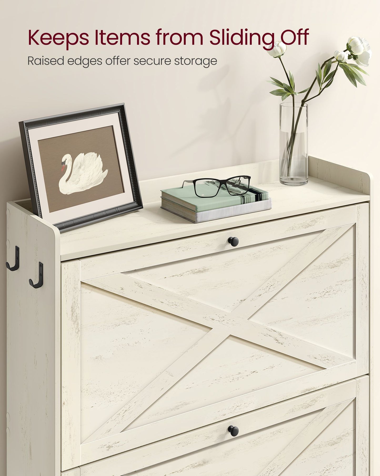 VASAGLE Shoe Storage Cabinet Organizer with 2 Flip Drawers | UHSC203WJ01S