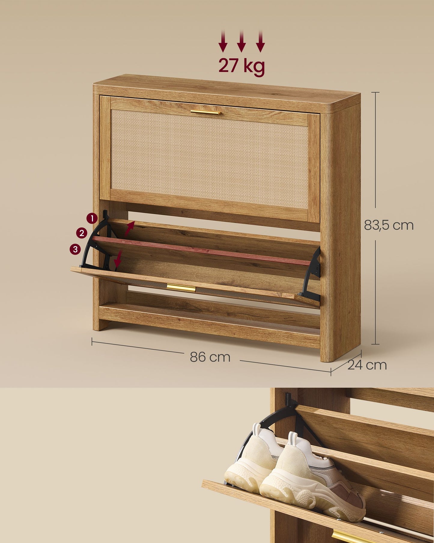 VASAGLE Ellan Boho Shoe Storage Cabinet | UHSC601KC01