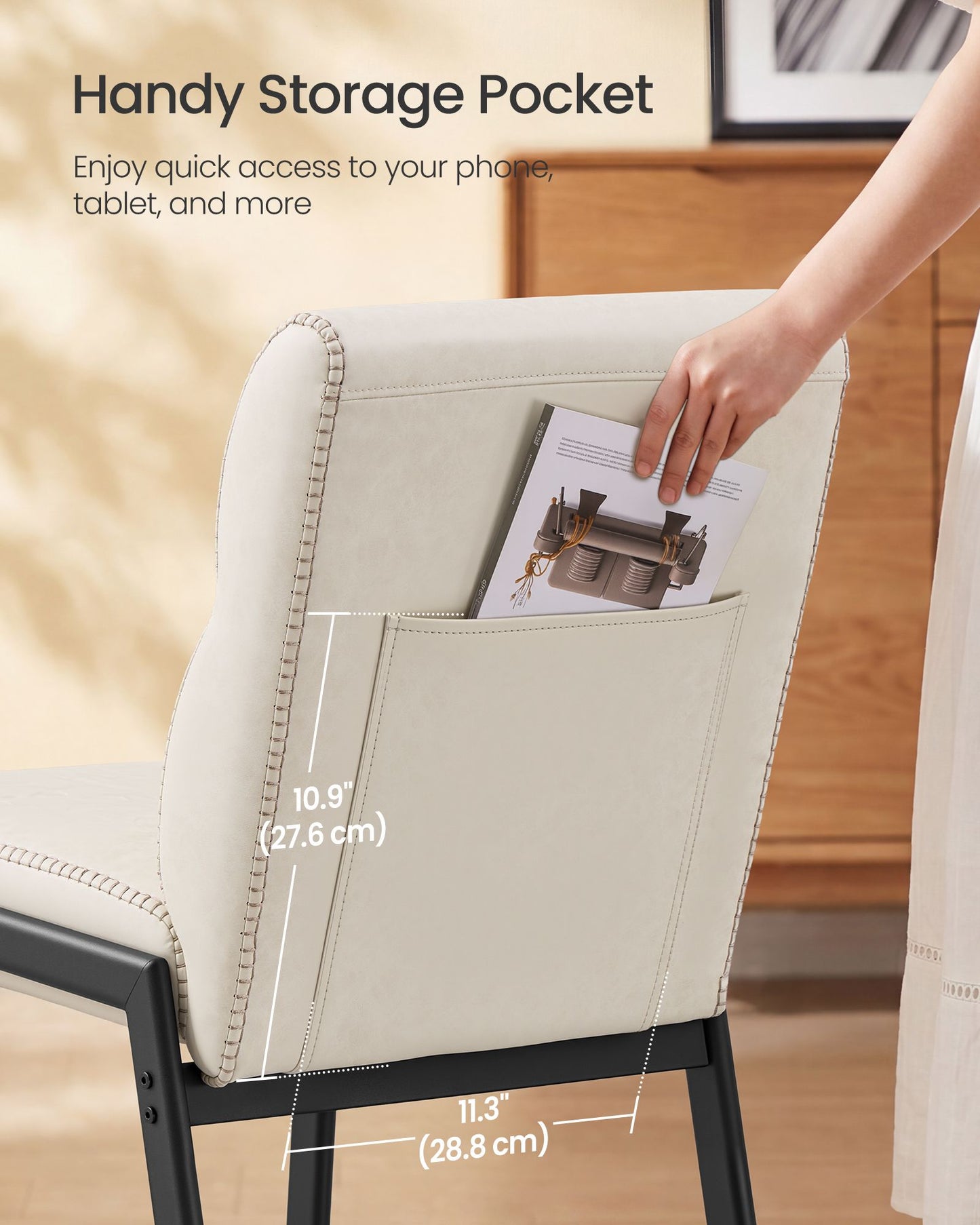 VASAGLE Dining Chairs Set of 4 – Cream White, Matte Black