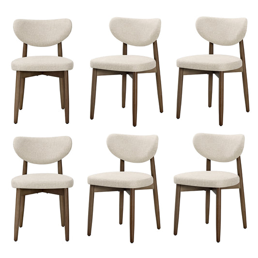 VASAGLE Wooden Dining Chairs Set of 6, Cappuccino Beige