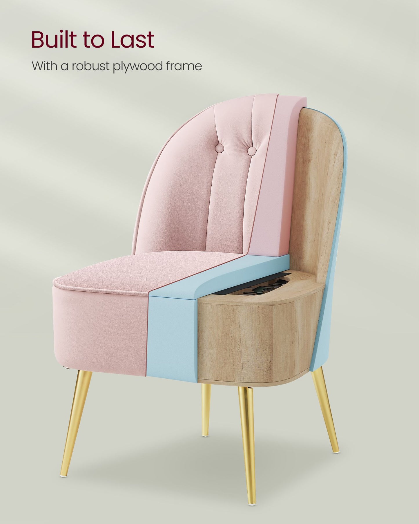 VASAGLE Accent Chair, Velvet Vanity Chair with Metal Legs, Shell-Shaped Back, Wide Seat | ULAC017R01