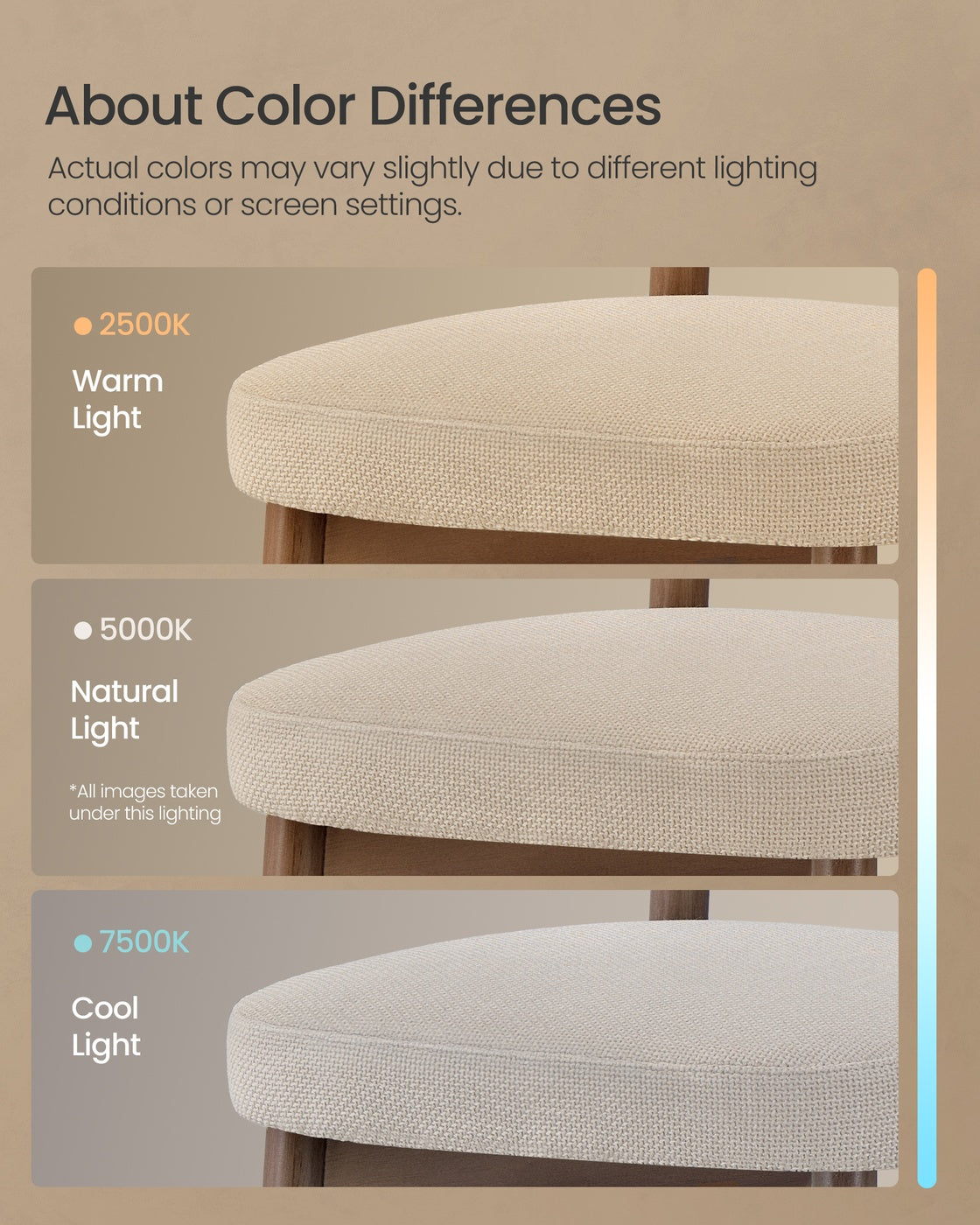 VASAGLE Upholstered Wooden Bar Stool with Back for Kitchen Island – Cappuccino Beige | ULBC125L101-2J