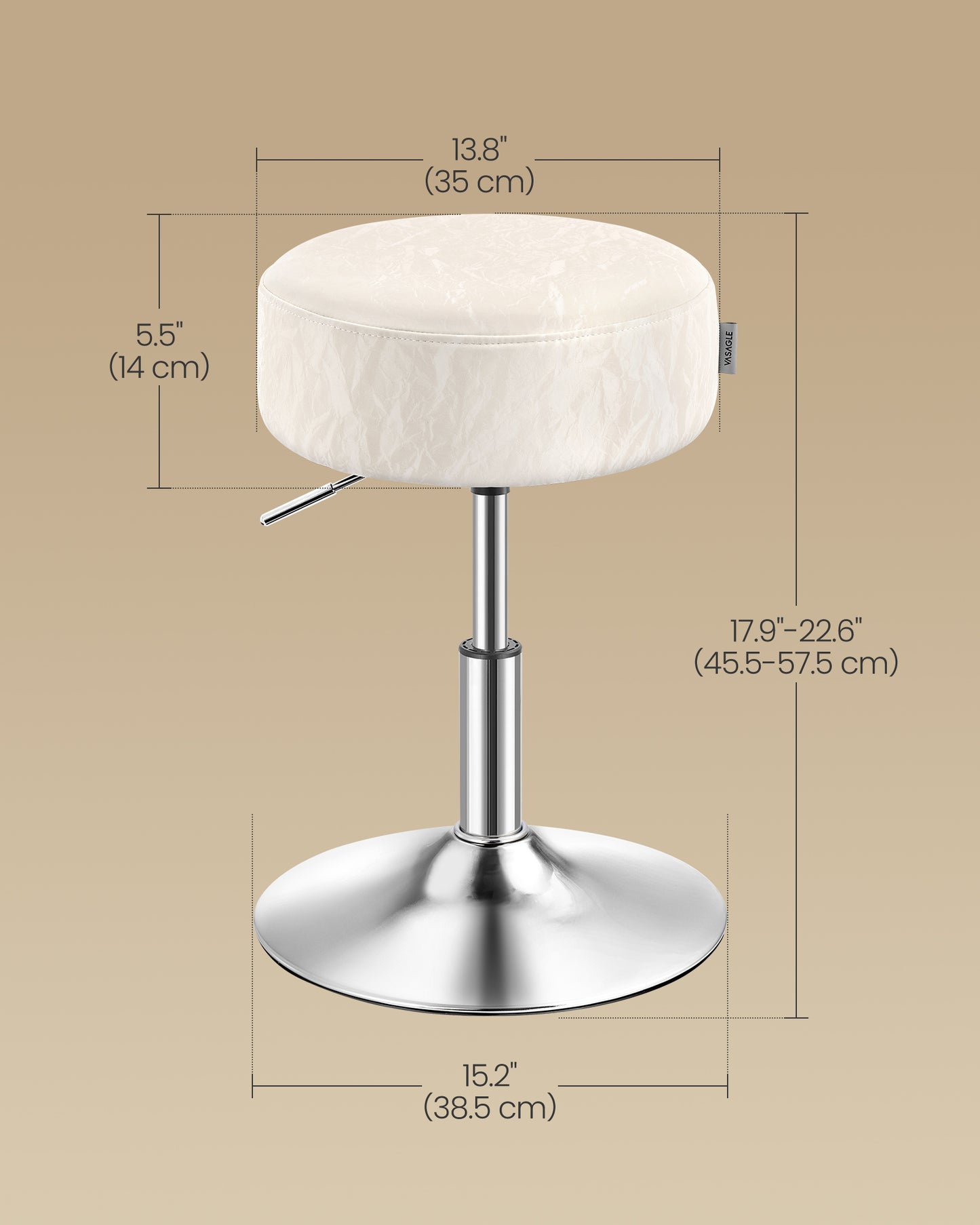VASAGLE Vanity Stools Set of 2, Makeup Vanity Chairs, Modern, Cream White