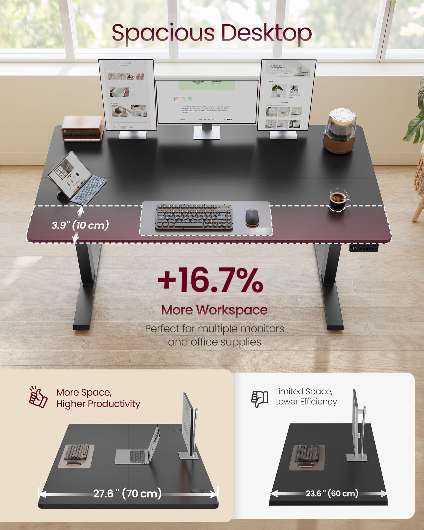 VASAGLE Electric Standing Desk – Ink Black