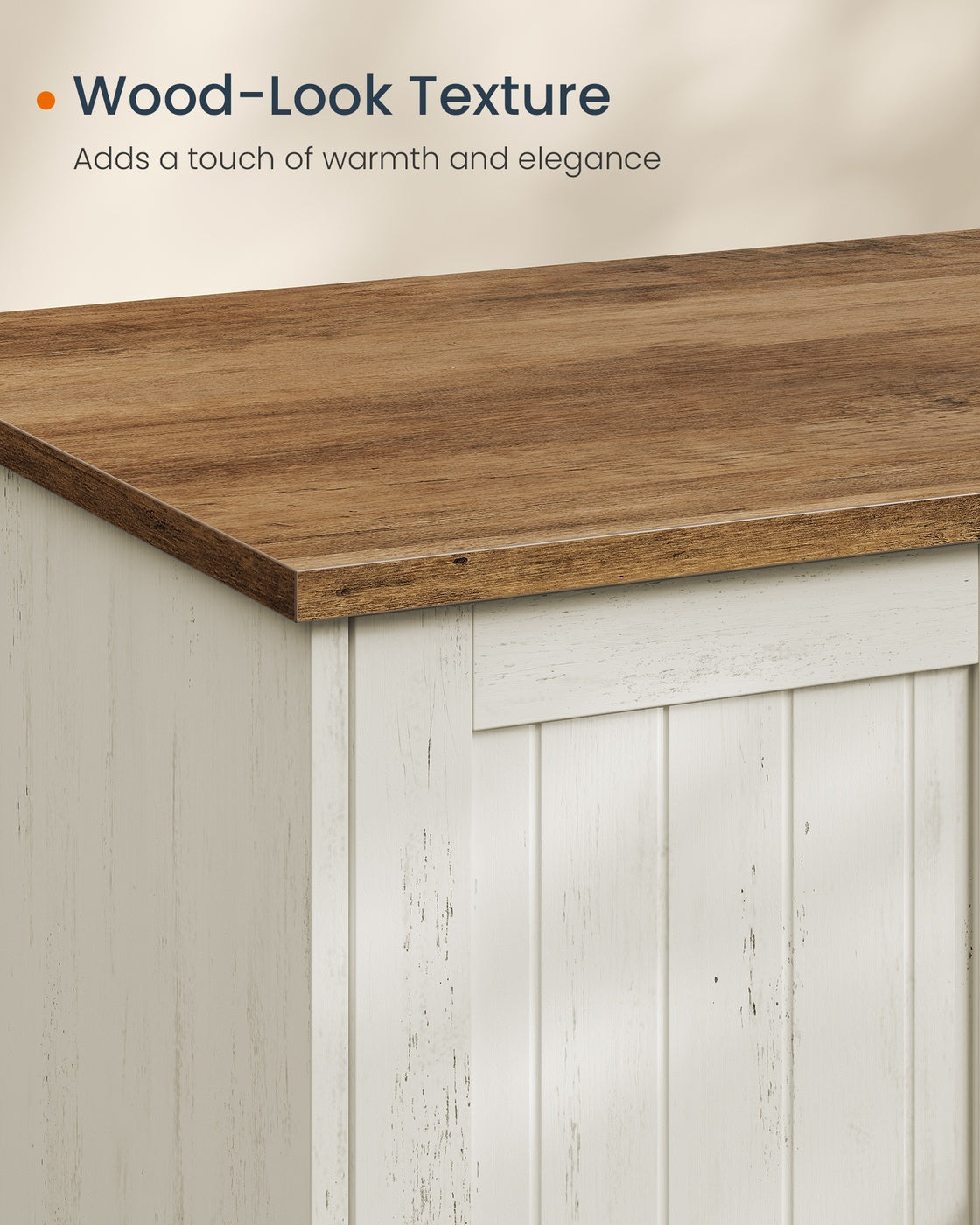 SONGMICS HOME Litter Box Enclosure, Toolless Assembly, Push-to-Open Doors, Cat Washroom – Rustic White, Honey Brown