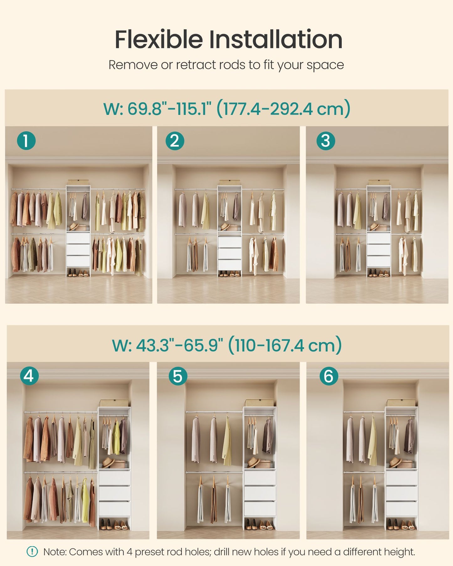 SONGMICS Custos Closet System – White | URGR042WZ01S