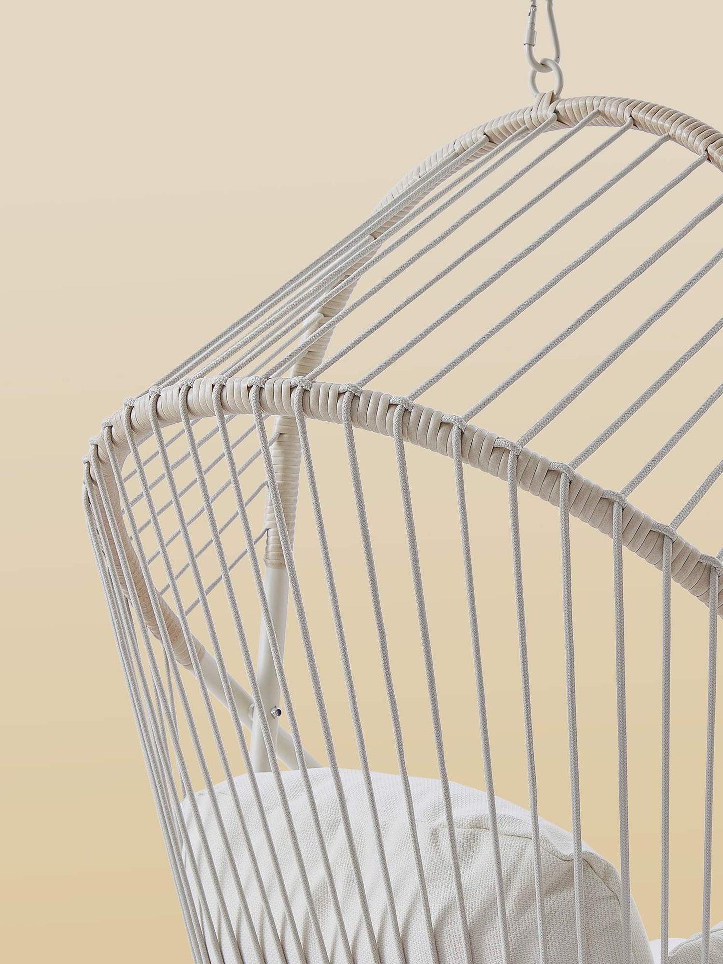 SONGMICS HOME Sencillo Outdoor Steel Egg Chair, Bone Color – White