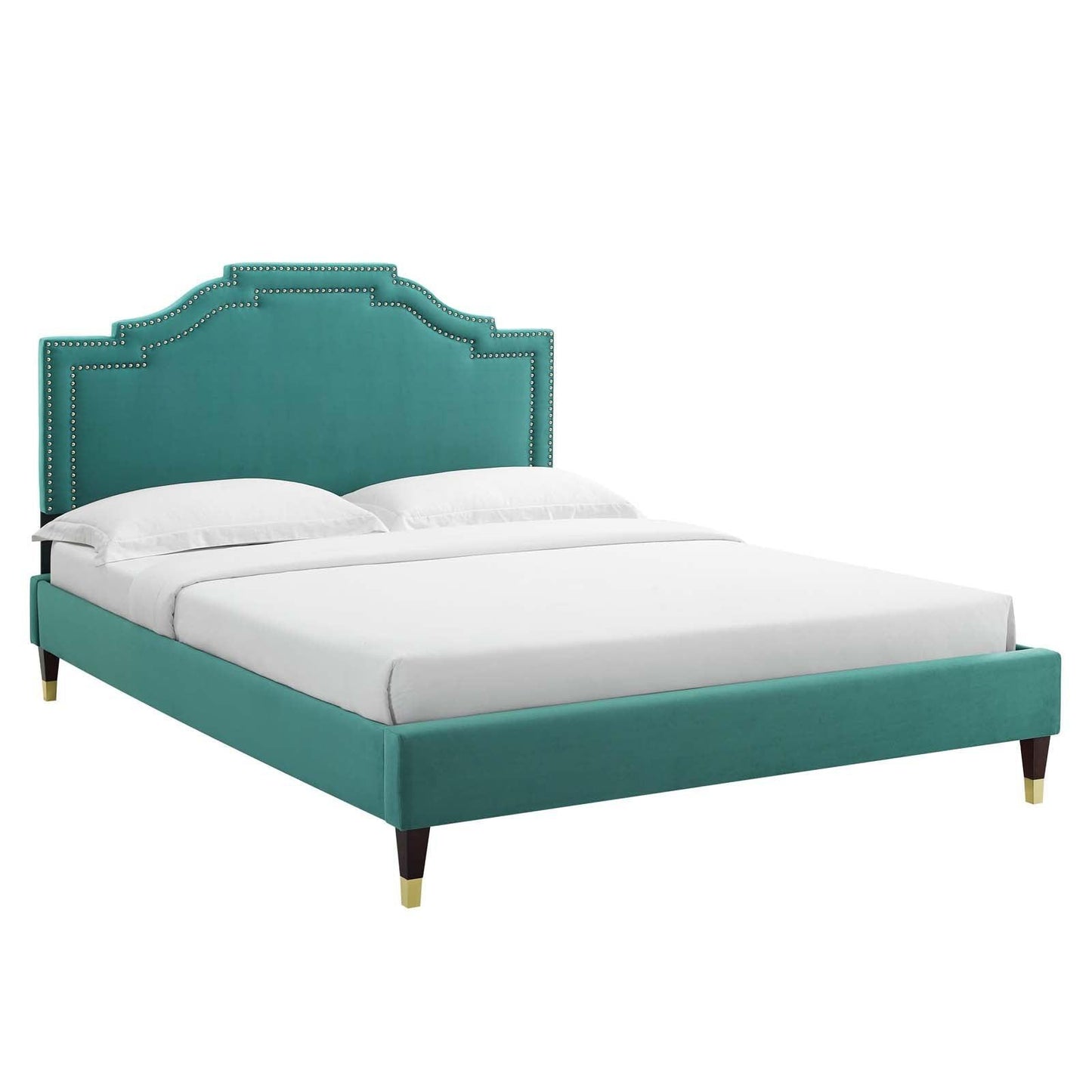Adelaide Performance Velvet Queen Platform Bed, MOD-6581 FredCo