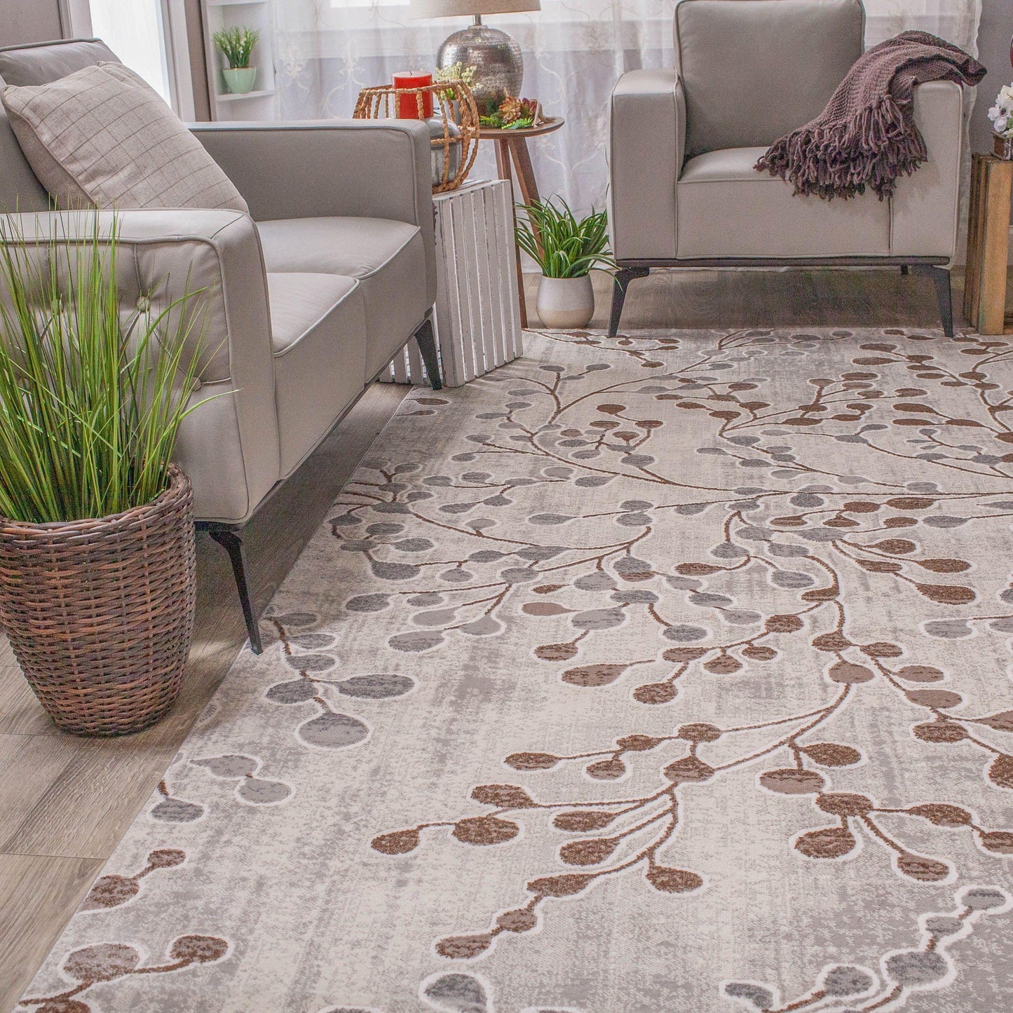 Adsila Modern Floral Iridescent Rug FredCo