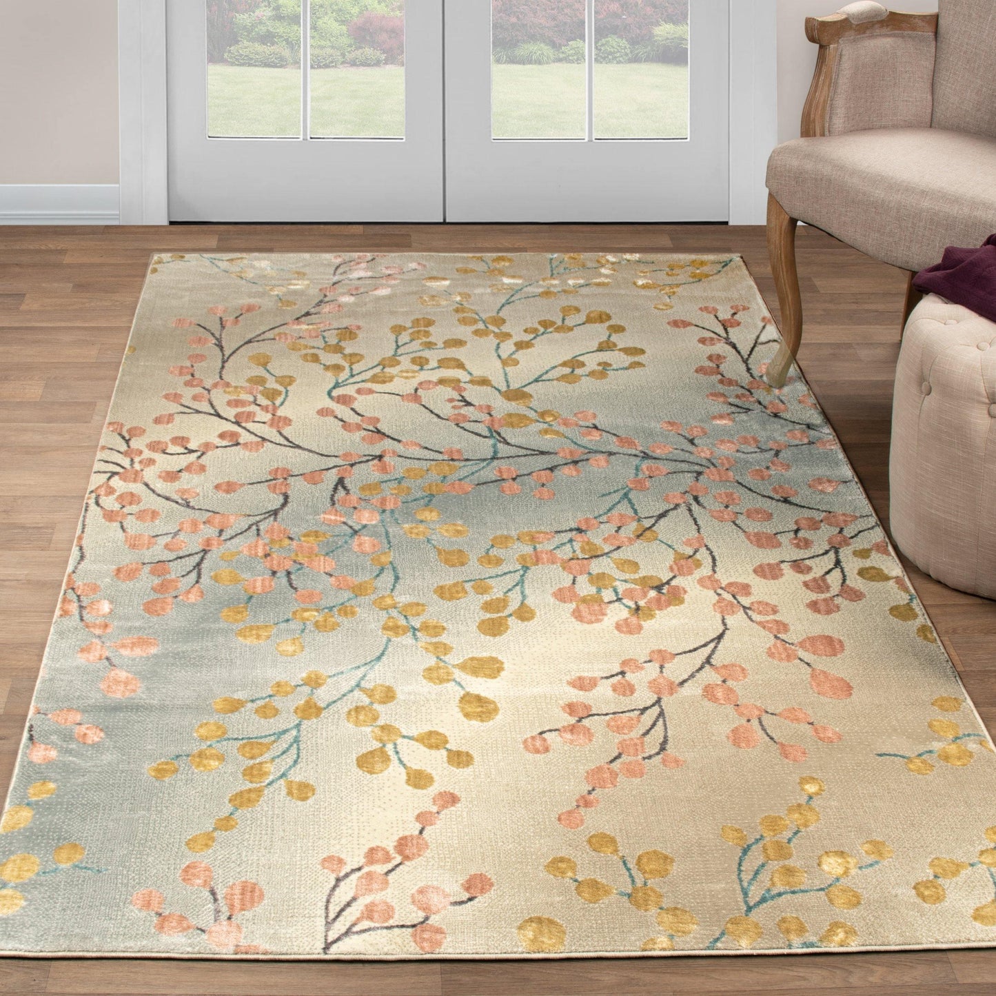 Adsila Modern Floral Iridescent Rug FredCo