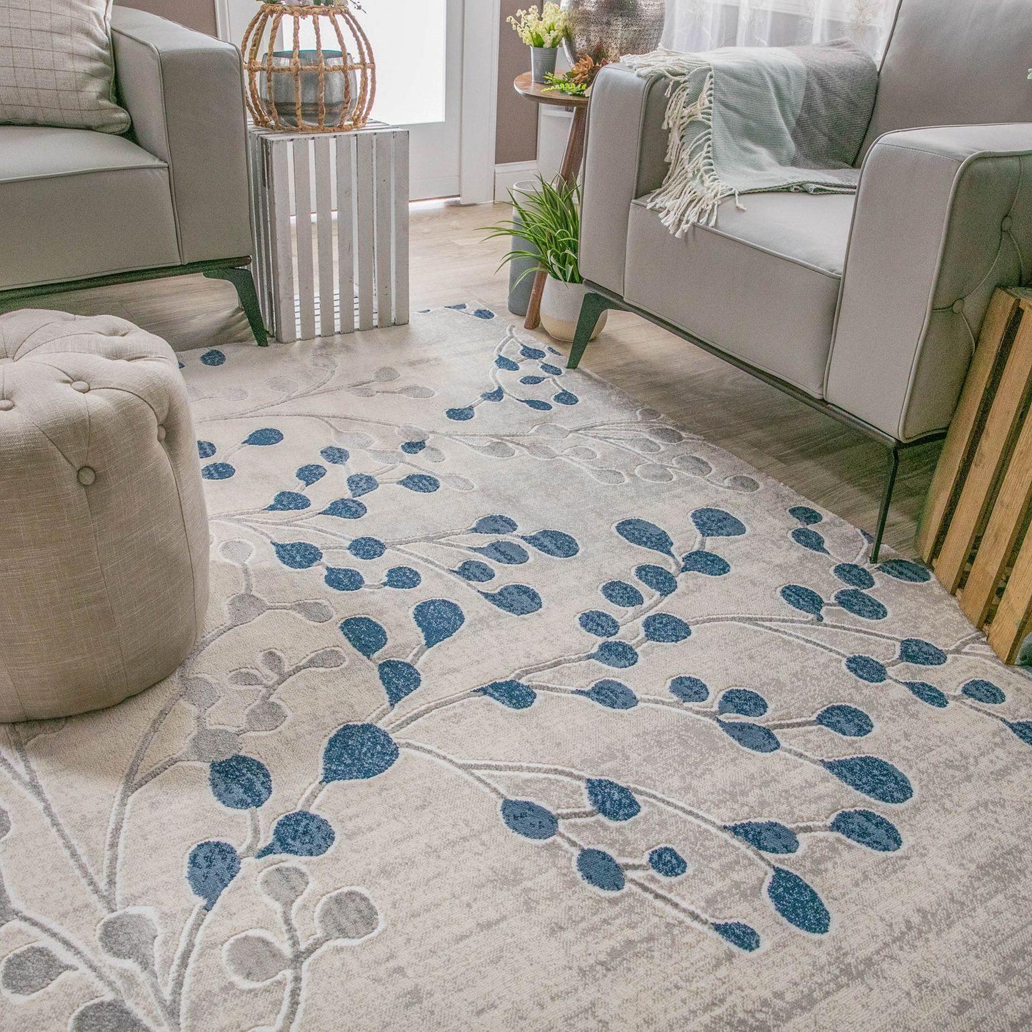 Adsila Modern Floral Iridescent Rug FredCo