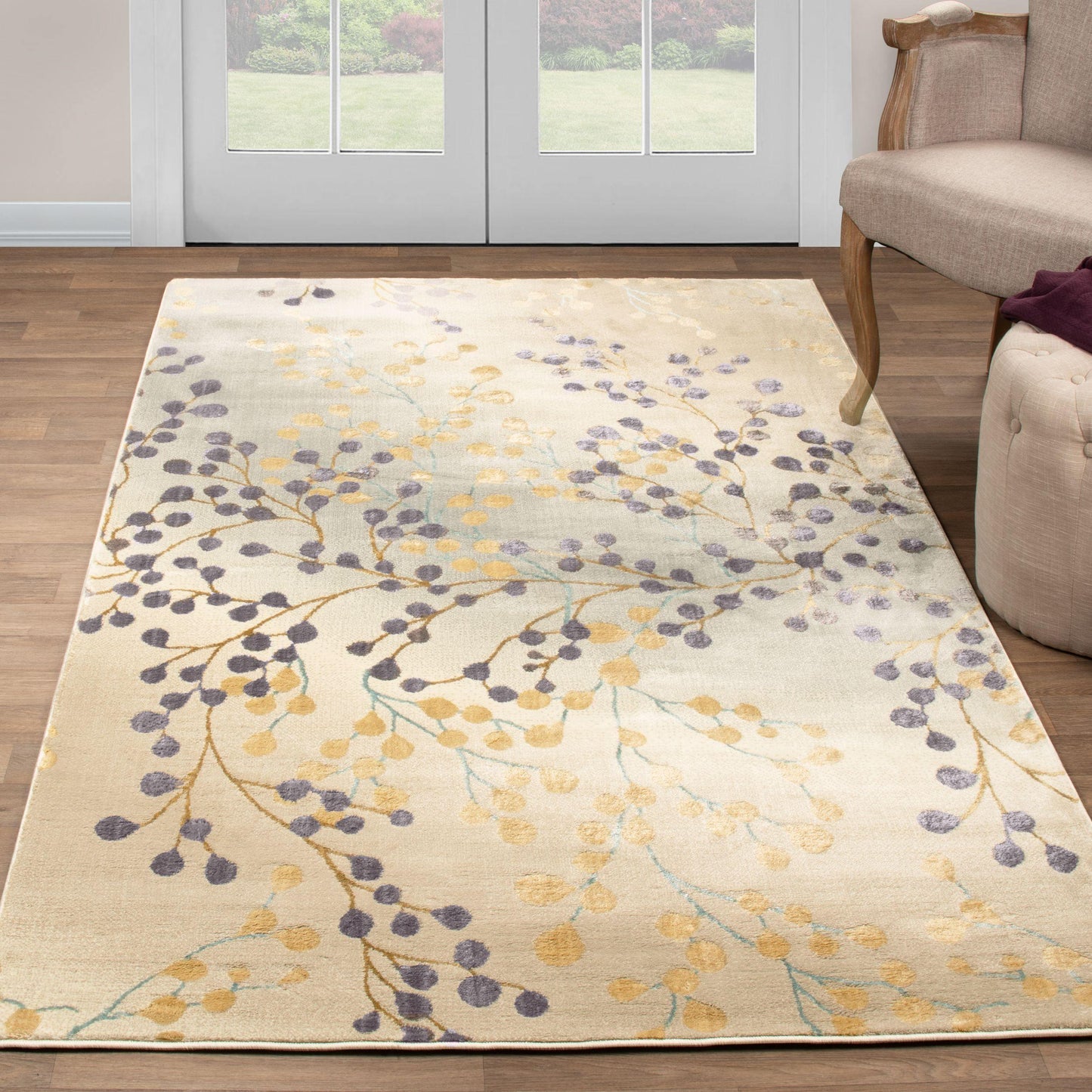 Adsila Modern Floral Iridescent Rug FredCo