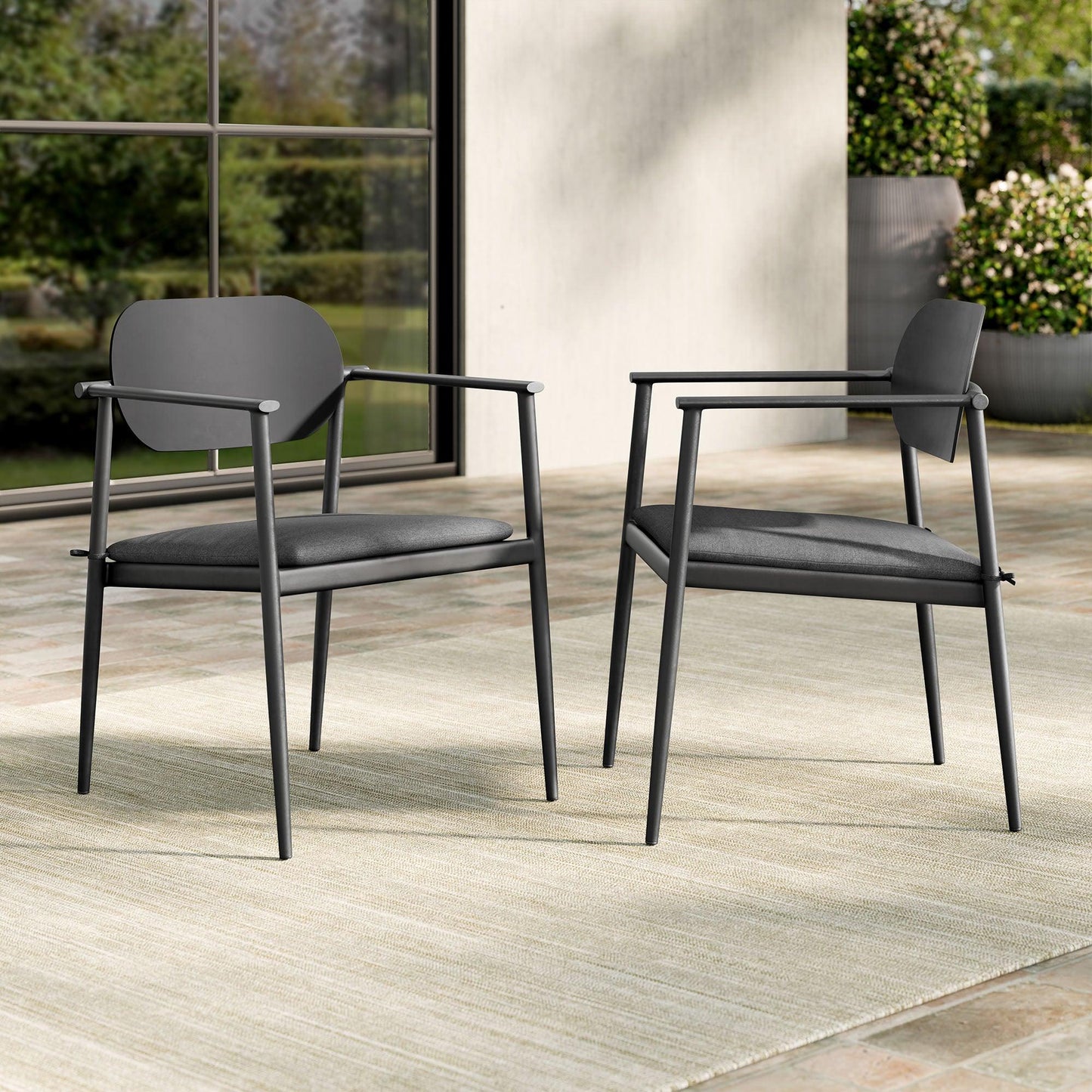 Aeris Stackable Outdoor Patio Aluminum Dining Armchair Set of 2 by Modway FredCo