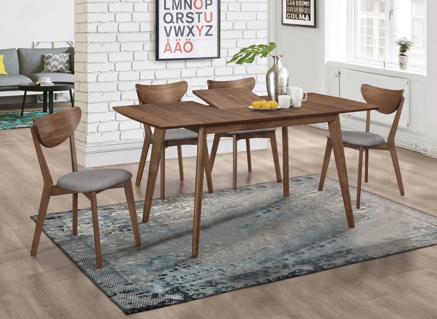 Alfredo Dining Room Set Natural Walnut and Grey 108080-S5 Coaster FredCo