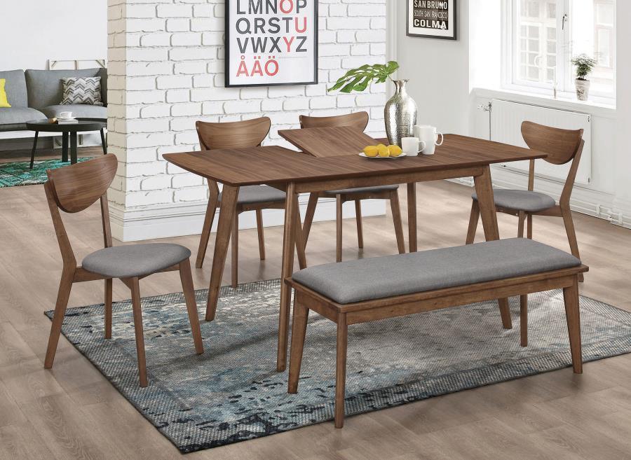 Alfredo Dining Room Set Natural Walnut and Grey 108080-S6 Coaster FredCo