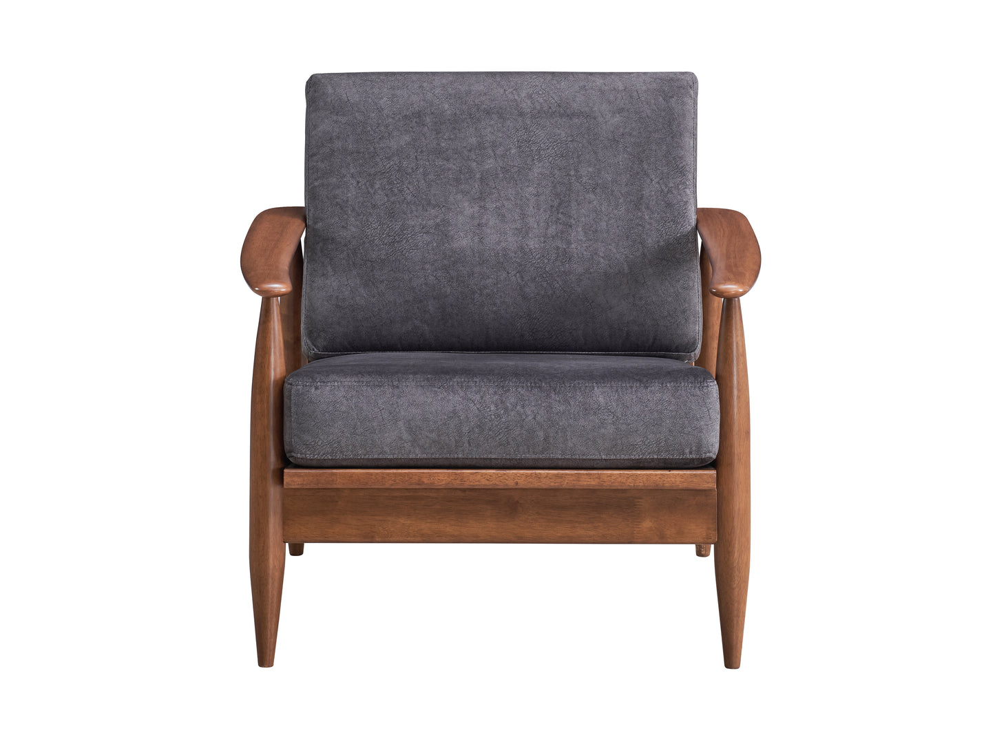 Alisa Charcoal Fabric & Brown Finish Accent Chair FredCo
