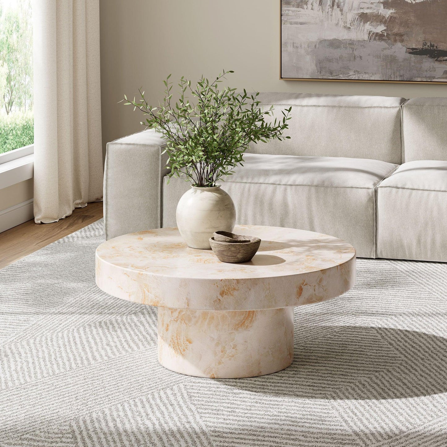 Alora Indoor - Outdoor Patio Concrete Round Coffee Table by Modway EEI-7091 FredCo
