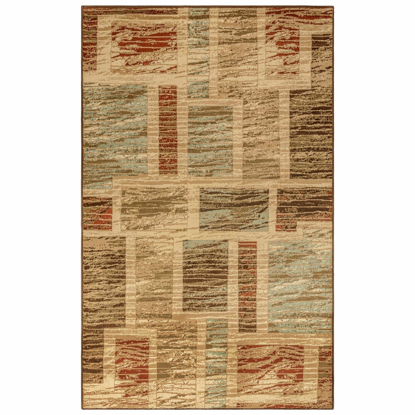 Ammar Rustic Geometric Patchwork Pattern Rug FredCo
