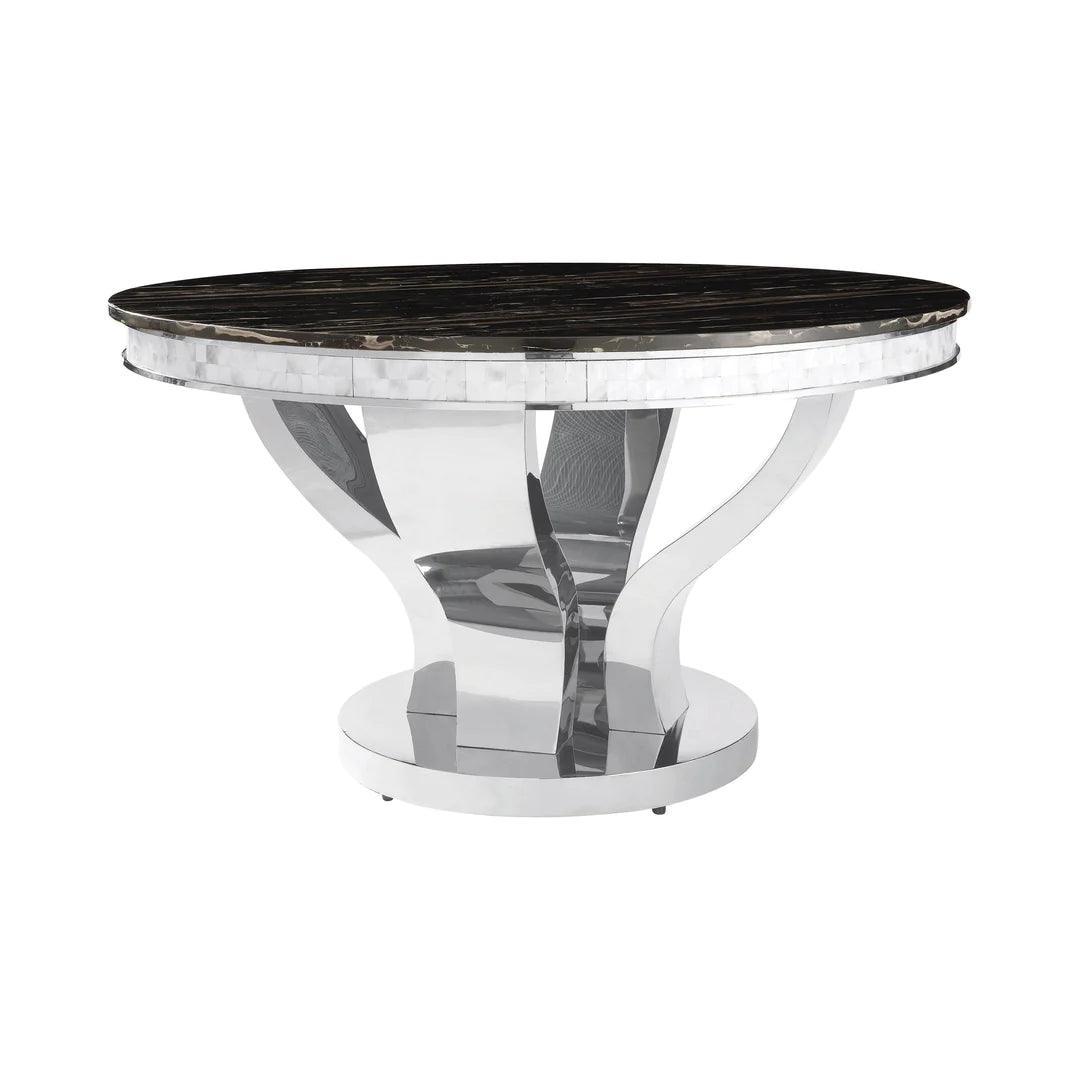 Anchorage 5-piece Round Dining Set Chrome 107891-S5 Coaster FredCo