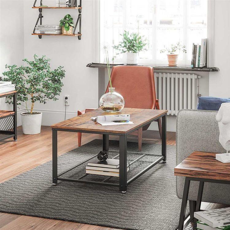 Antique Coffee Table with Iron Frame FredCo