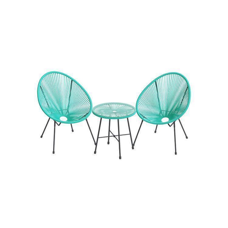 Aqua Green 3-Piece Outdoor Acapulco Chair FredCo