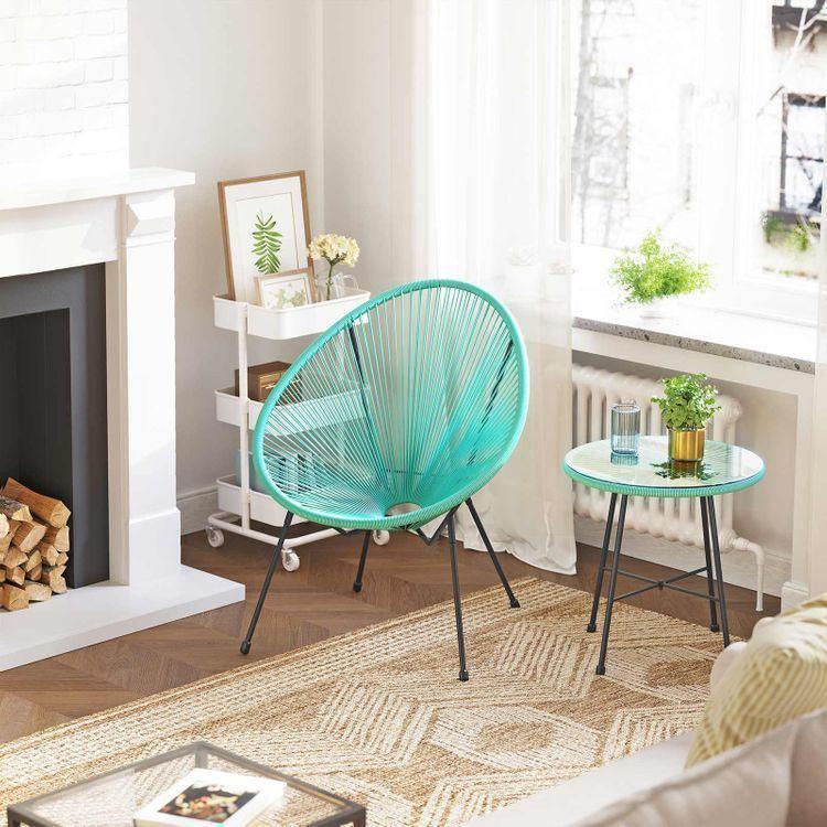 Aqua Green 3-Piece Outdoor Acapulco Chair FredCo