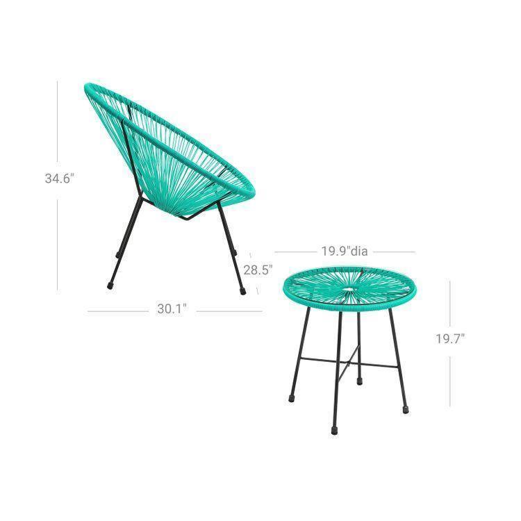 Aqua Green 3-Piece Outdoor Acapulco Chair FredCo