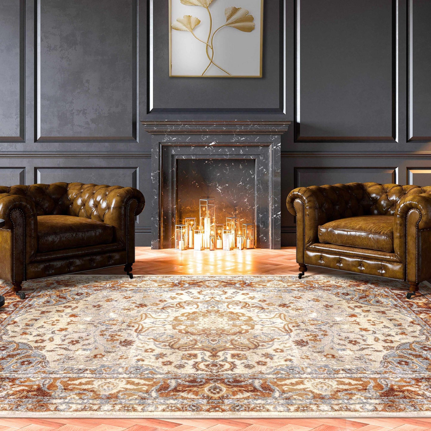 Archibold Vintage Traditional Medallion Rug FredCo