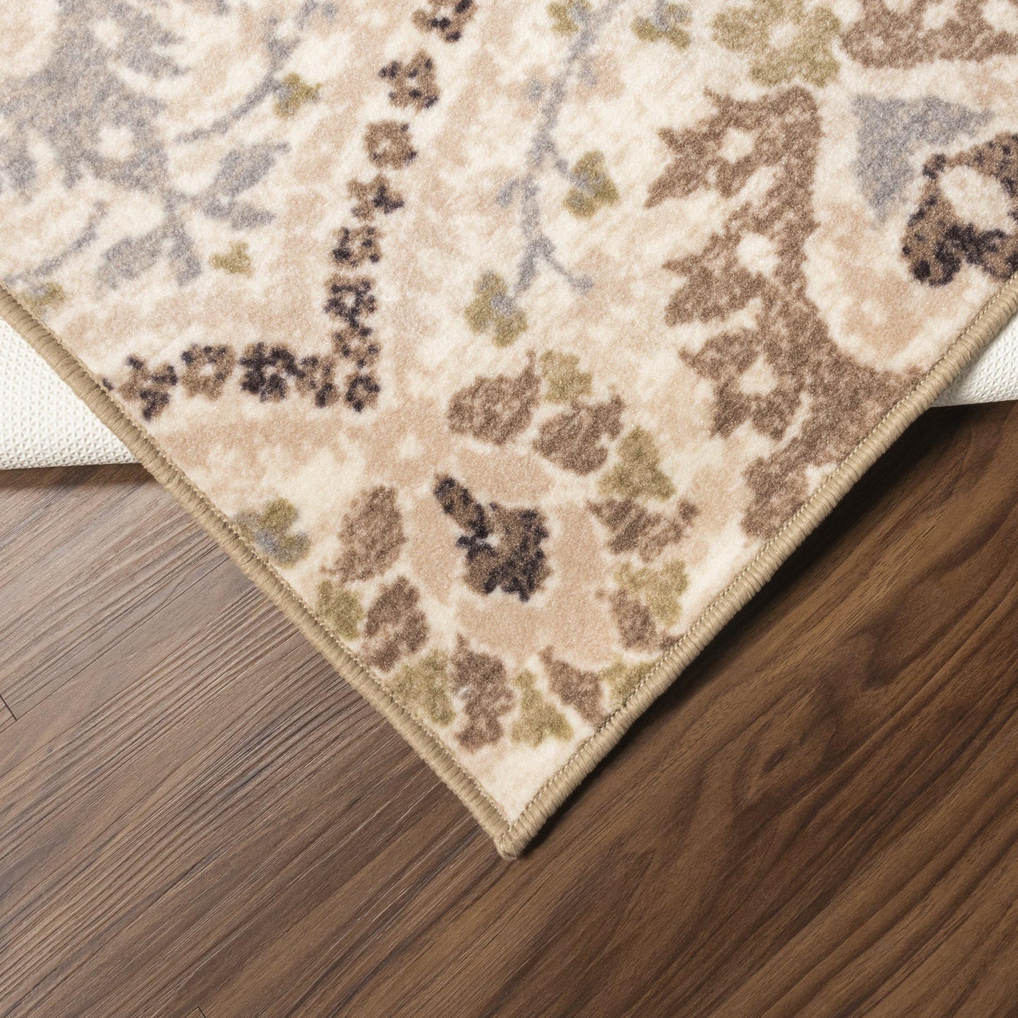 Augusta Non-Slip Foldable Floral Damask Rug FredCo