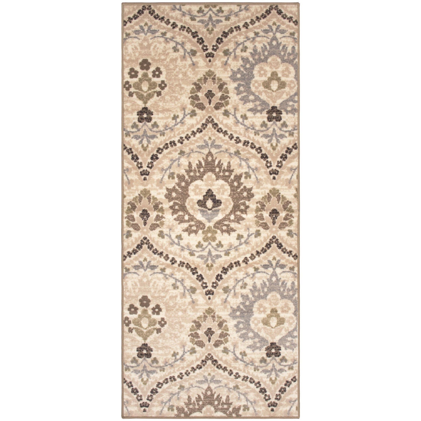 Augusta Non-Slip Foldable Floral Damask Rug FredCo