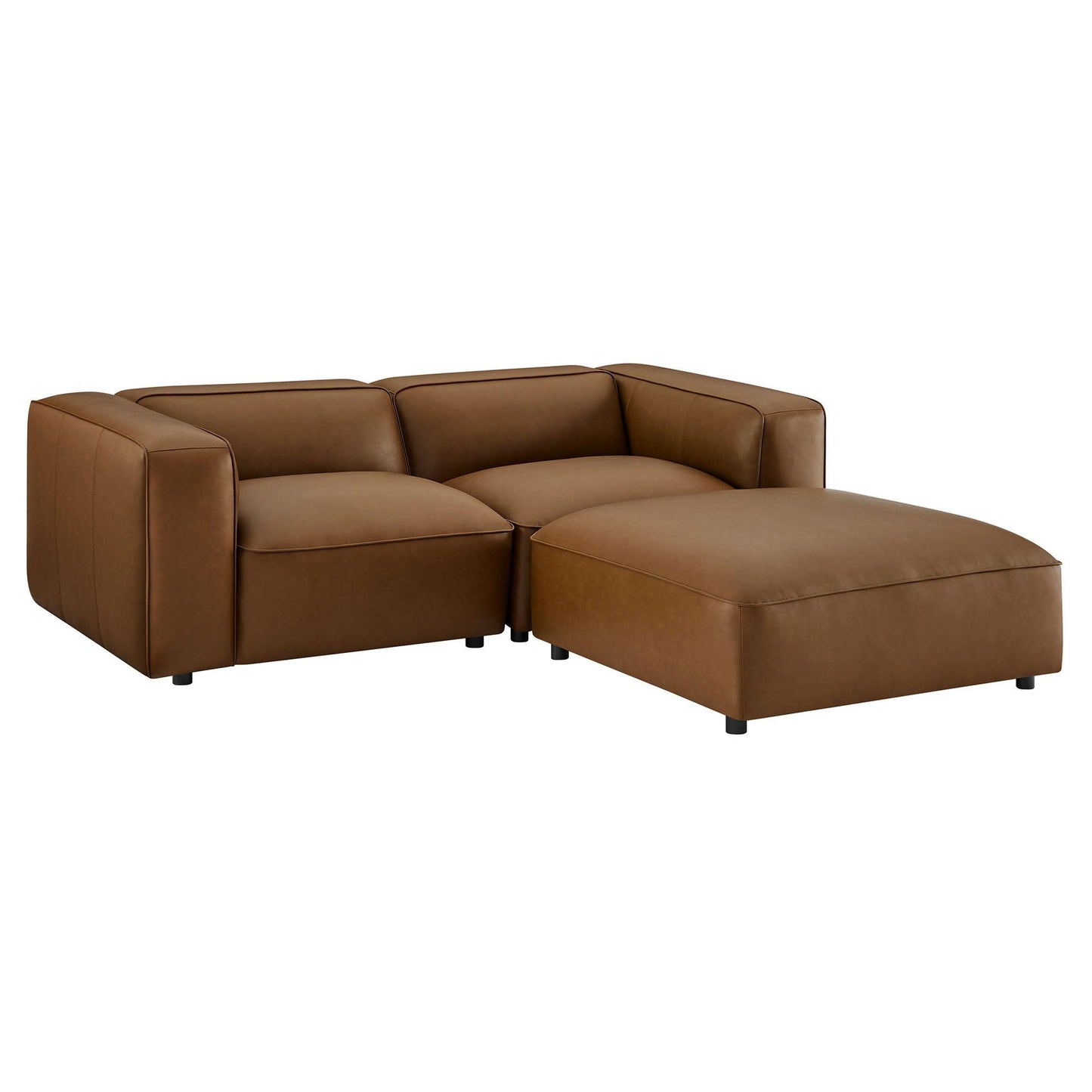 Auren 3-Piece Upholstered Vegan Leather Modular Loveseat with Ottoman by Modway EEI-7130 FredCo